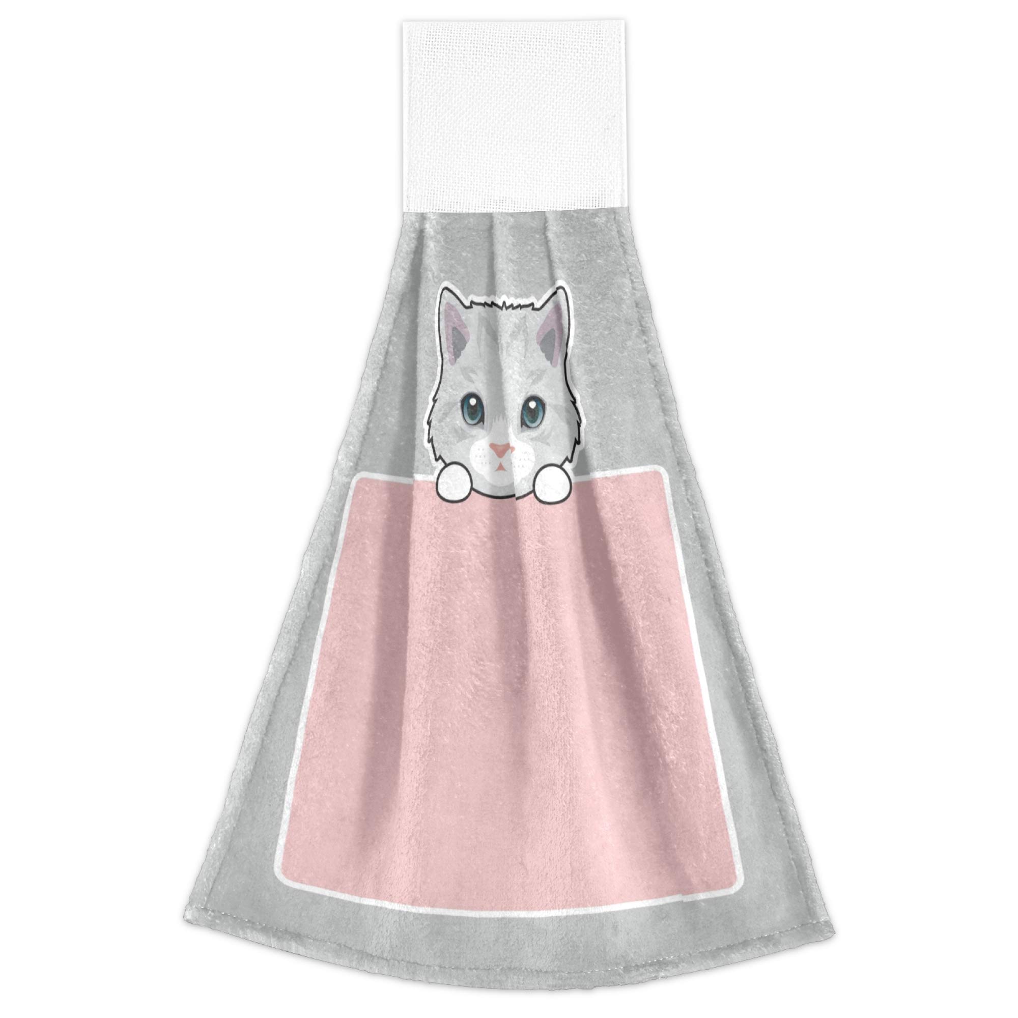 Premium British Shorthair Cat Print Hanging Kitchen Towels - Super Absorbent & Fast Drying Dish Cloths, Tea Towels for Bathroom, Tabletop & Gym - Set of 2 Cute Home Decor Towels for Cooking, Cleaning & Kitchen Essentials