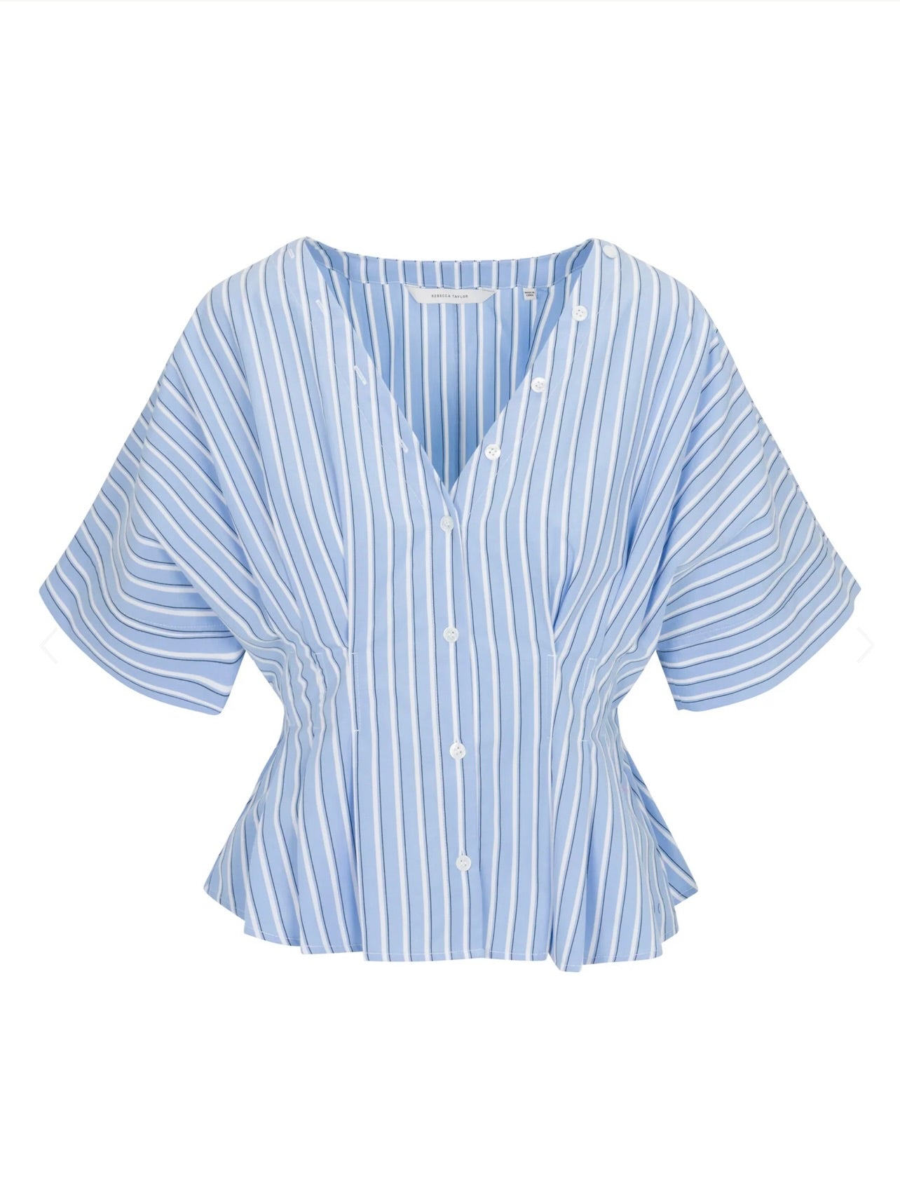 Priya Poplin Top in Blue Stripe - Women's Casual Striped Blouse for Summer | Perfect for Office Wear, Date Nights & Weekend Outfits