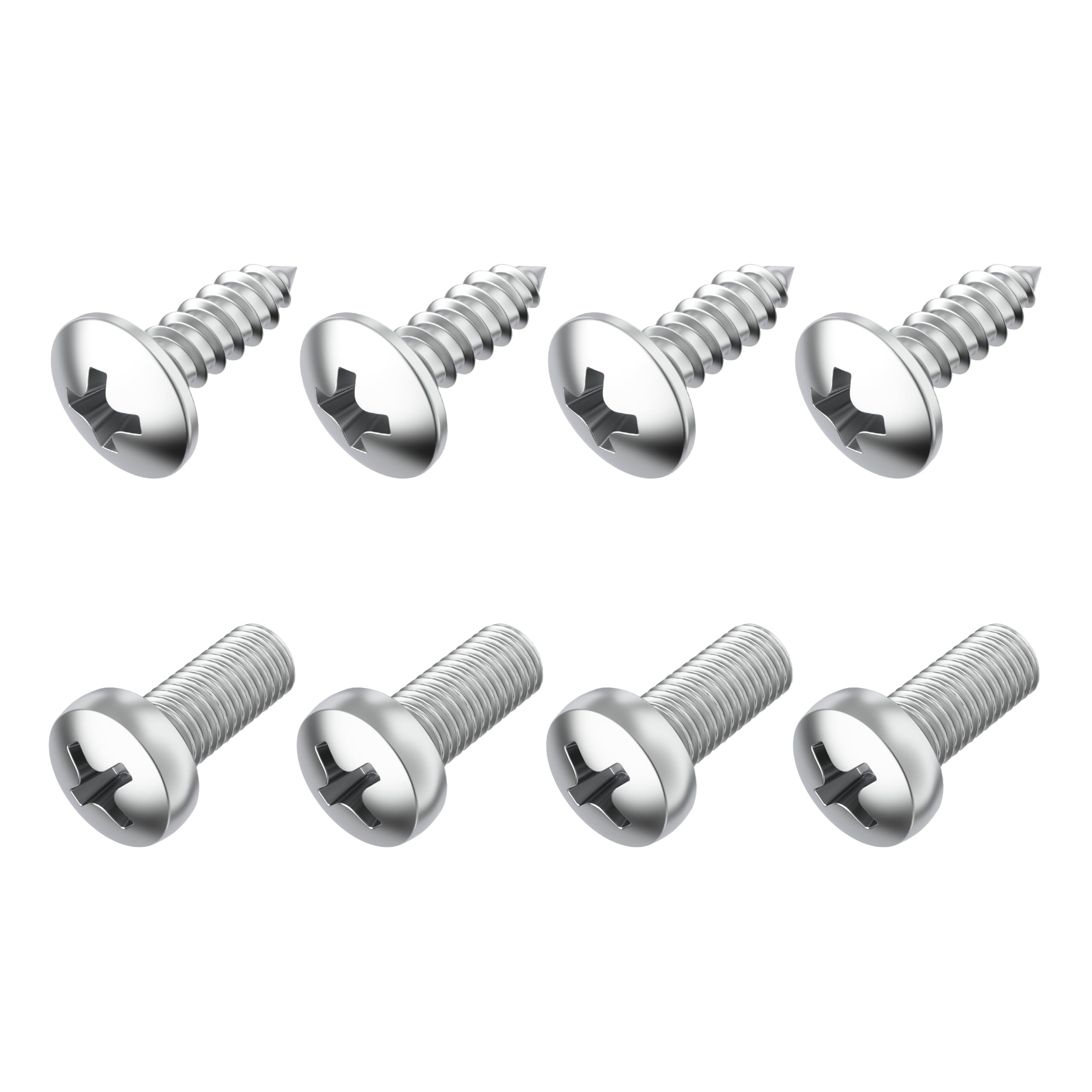 Stainless Steel License Plate Screws - Rust Proof & Durable Fasteners for Car License Plates, Frames & Covers - Fits Mazda & Most Vehicles (8-Pack) - Perfect for Front/Rear Plate Installation & Secure Mounting