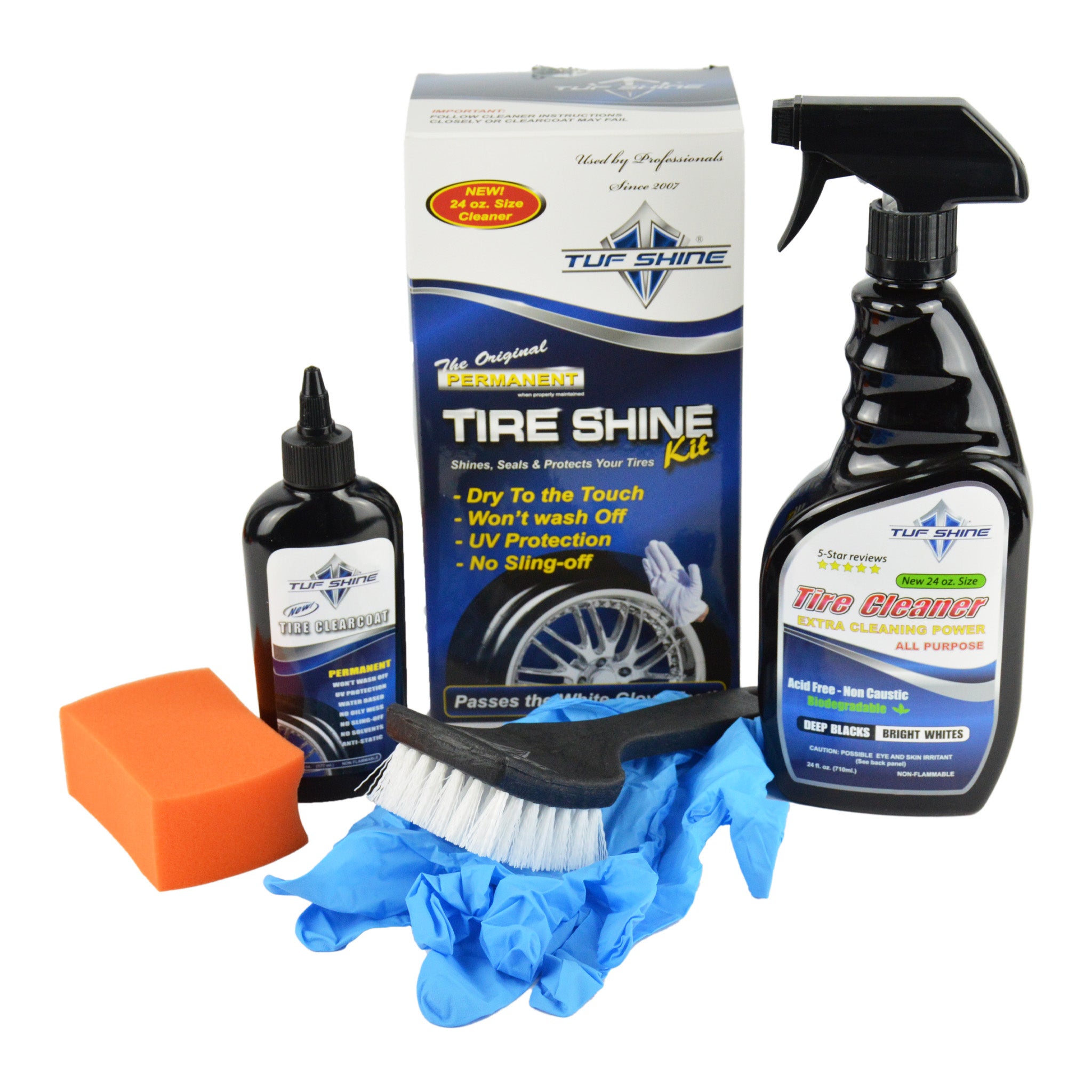 Tuf Shine Tire Shine Kit - Premium Car Tire Cleaner & Protectant for Long-Lasting Shine | Perfect for Car Detailing, Show Vehicles & Daily Drivers