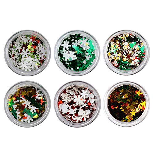 6 Boxes Christmas Nail Glitter Set - Snowflake, Star, Tree Charms Nail Stickers & Foil Paper for Long-Lasting Nail Art | Perfect for Holiday Parties, Gifts & DIY Manicures