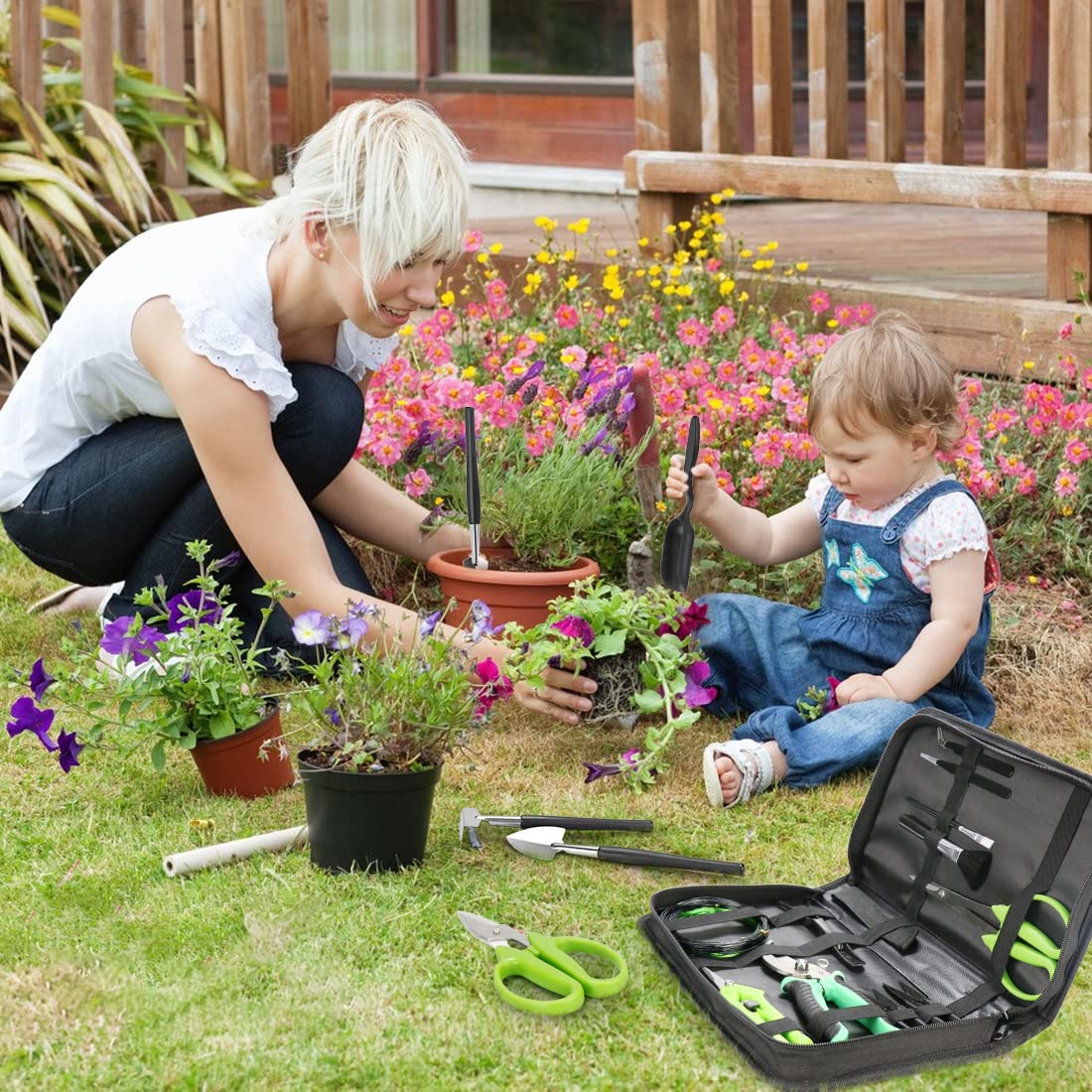 21-Piece Bonsai Tool Kit with Pruning Shears, Trimming Scissors, Training Wire & Succulent Tools - Premium Gardening Gift Set in Leather Storage Bag for Women & Plant Lovers - Perfect for Bonsai Care, Succulent Arranging & Indoor Gardening