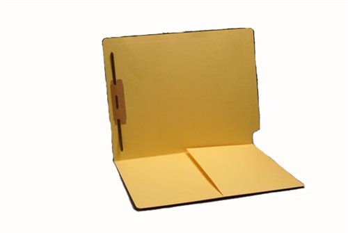 Yellow Folders with 1 Top Fastener, 1/2 Pocket & End Tab - Durable File Folders for Office, School, and Home Organization