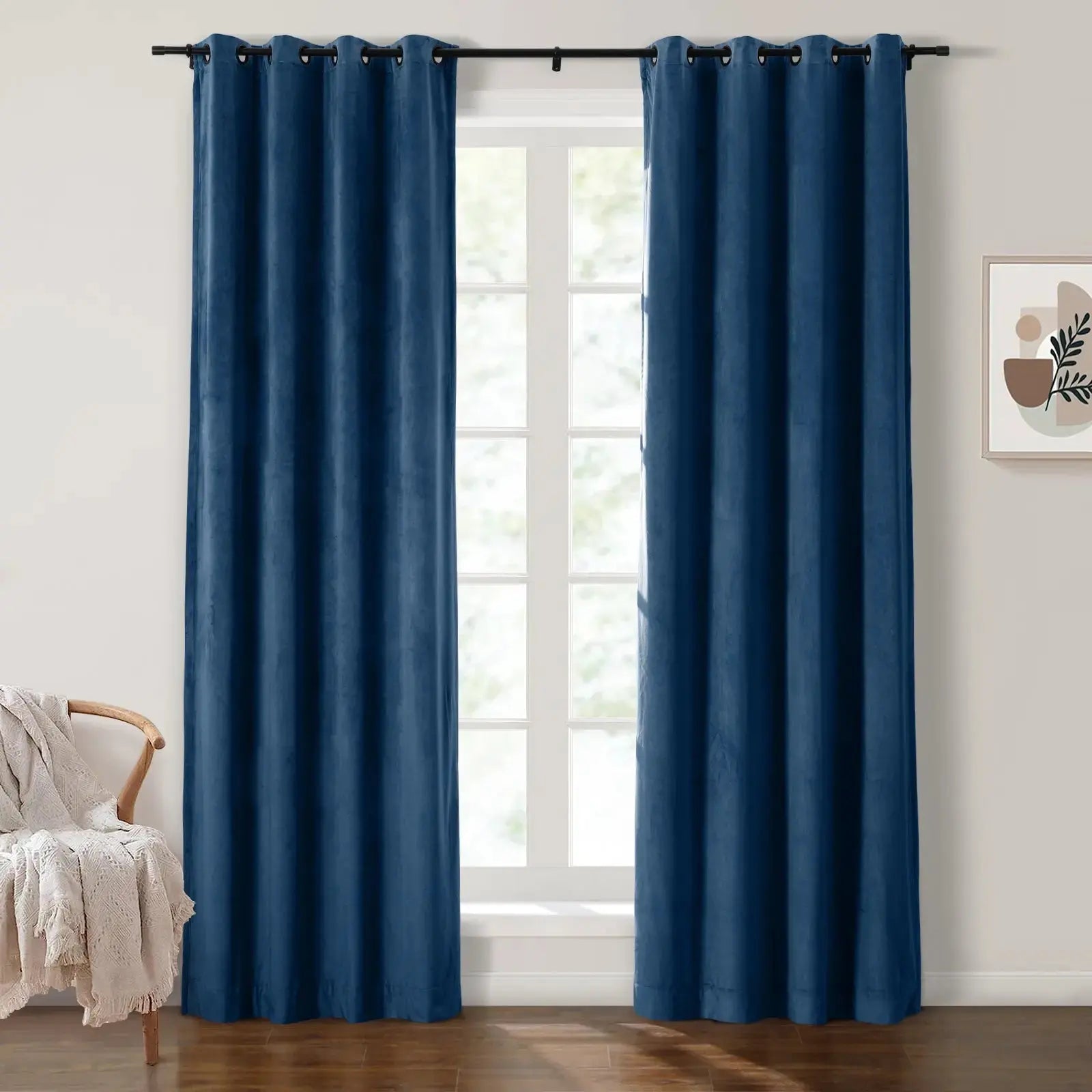 Luxury Velvet Grommet Curtains for Living Room & Bedroom - Blackout Thermal Insulated Drapes - Birkin Style Elegant Window Treatments for Home Decor