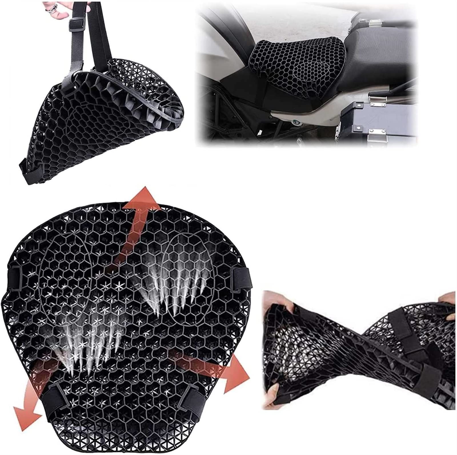 Universal Motorcycle Seat Pad - Honeycomb Shock Absorber for Comfortable Riding - Fits Any Bike Model