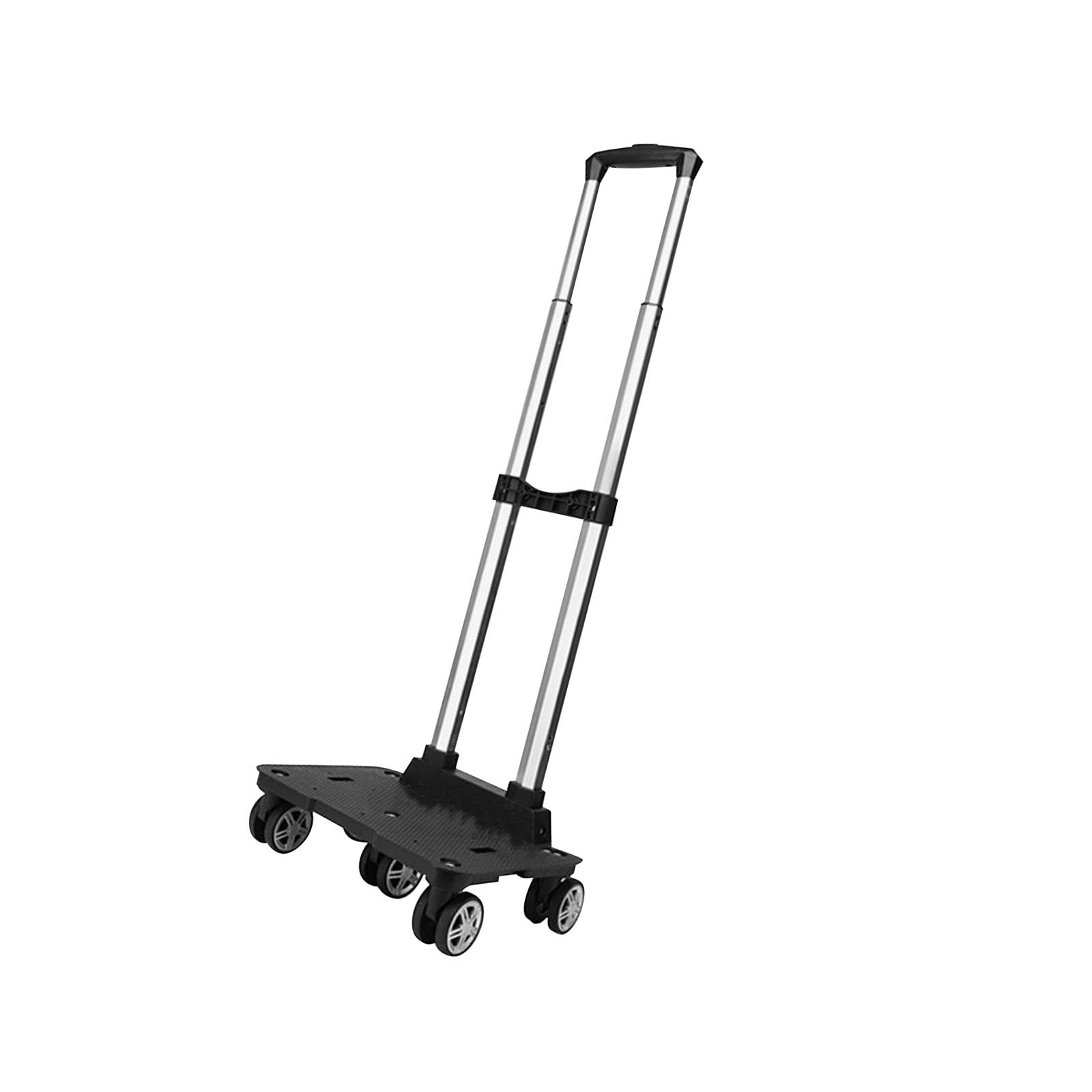 Portable Luggage Hand Cart with Backpack - 5-Wheel Foldable Trolley for Shopping, Travel, Office & School (32x23x96cm) - Perfect for Teens, Kids & Adults on the Go