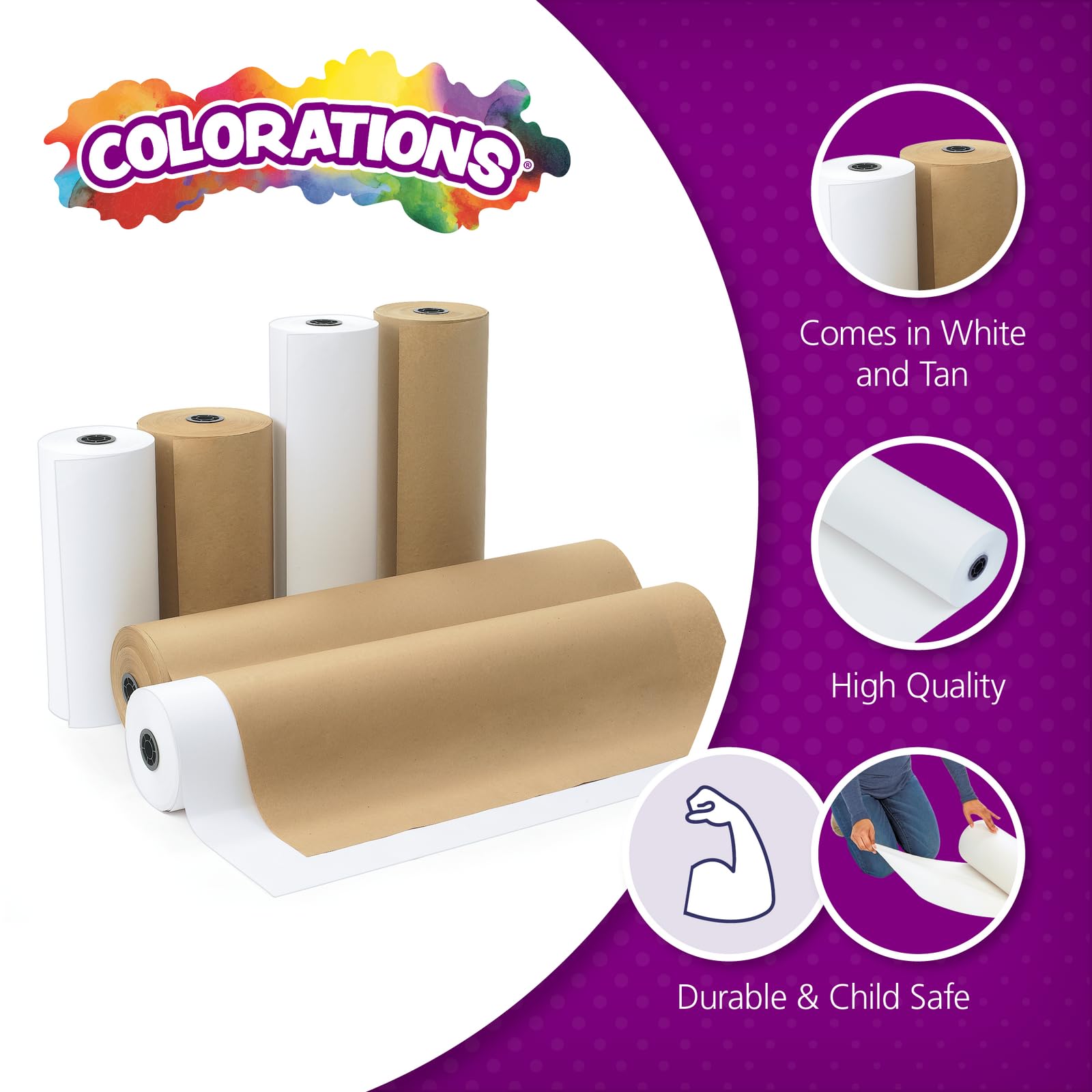 18 Inch Wide 1000 Feet Long White Butcher Paper Roll - 40 lb Heavy Duty Kraft Paper for Art, Crafts, Drawing, Painting & Classroom Use - Ideal for Kids' School Projects, Coloring, Wrapping & Food Safe Butcher Paper
