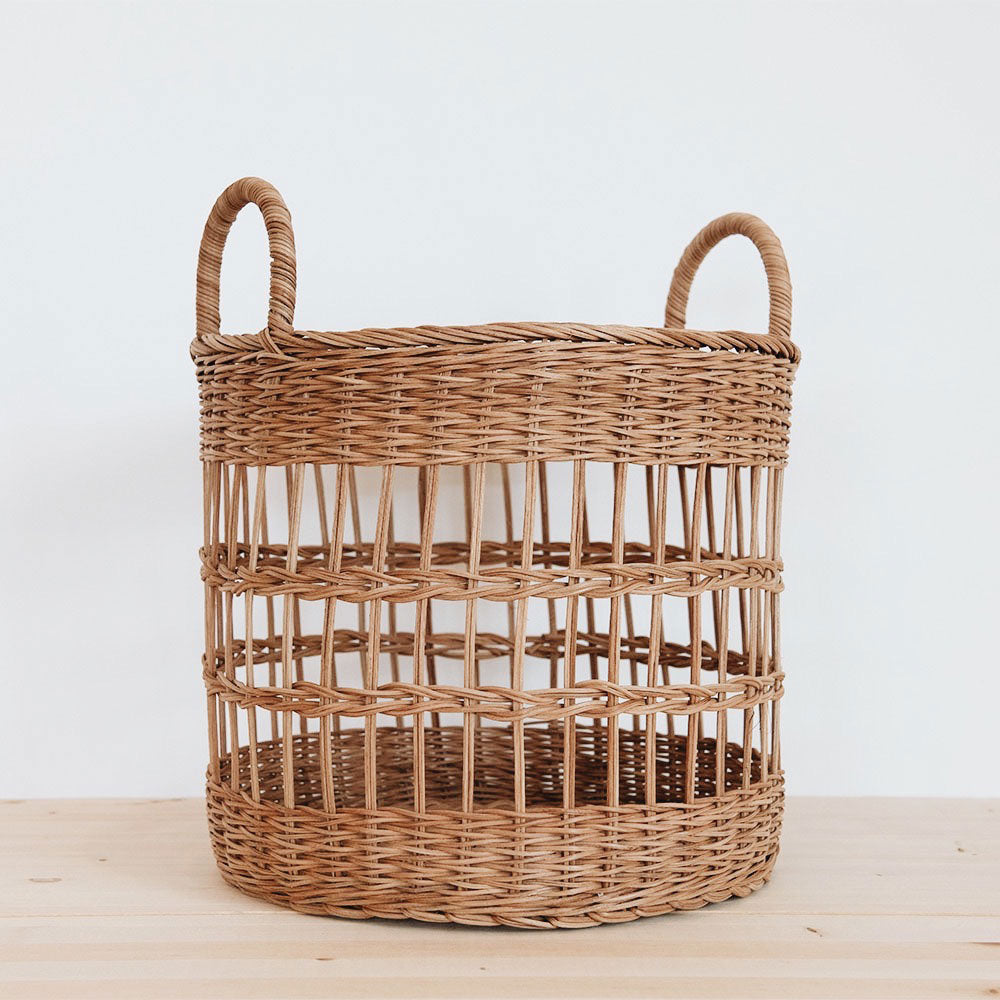 Natural Libby Rattan Basket - Handwoven Storage Bin for Home Organization, Laundry, Toys & Blankets | Perfect for Living Room, Bedroom & Nursery Decor