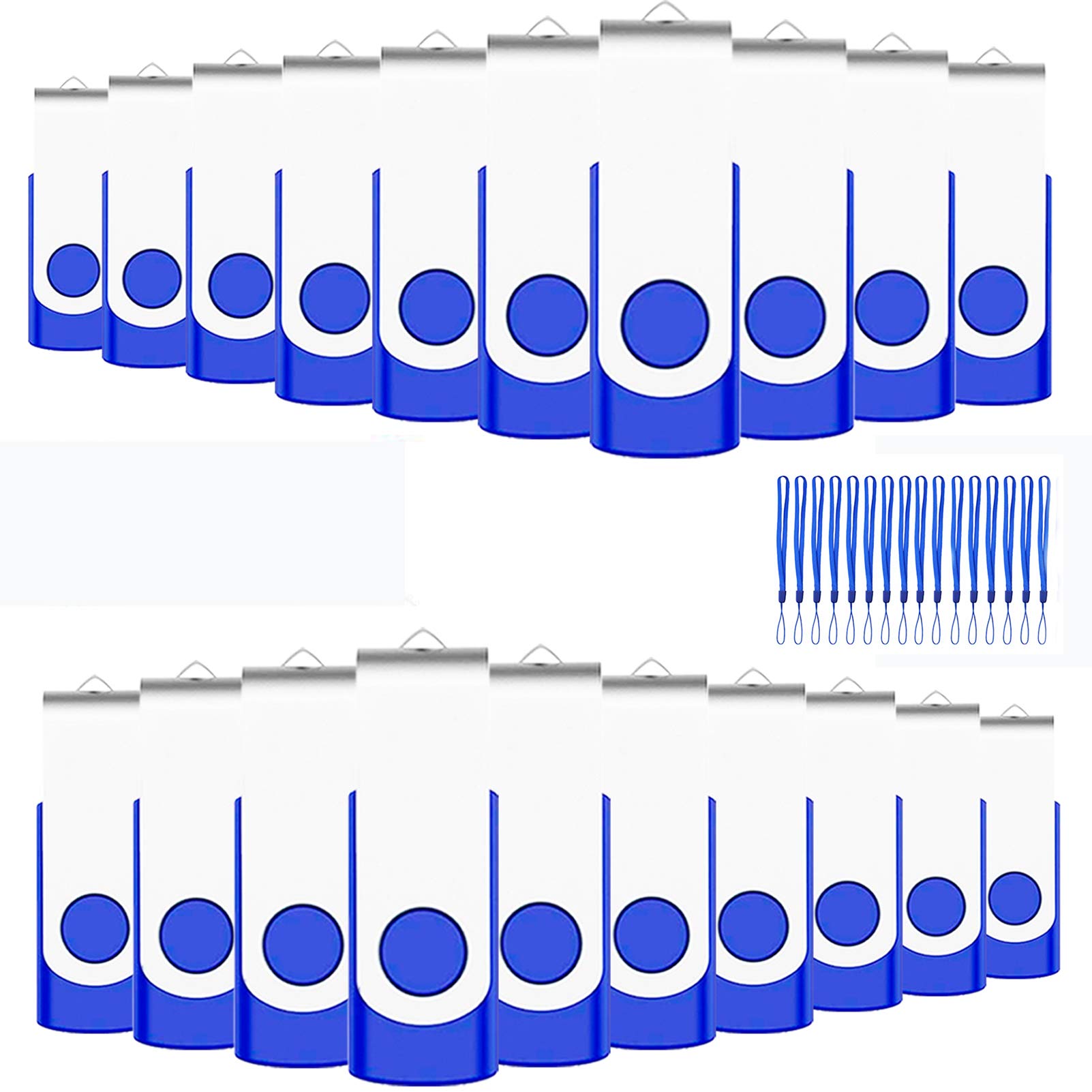 EASTBULL 100 Pack 2GB USB Flash Drives - High-Speed USB 2.0 Swivel Thumb Drives Bulk Pack (Blue) for Data Storage, File Sharing, School & Office Use