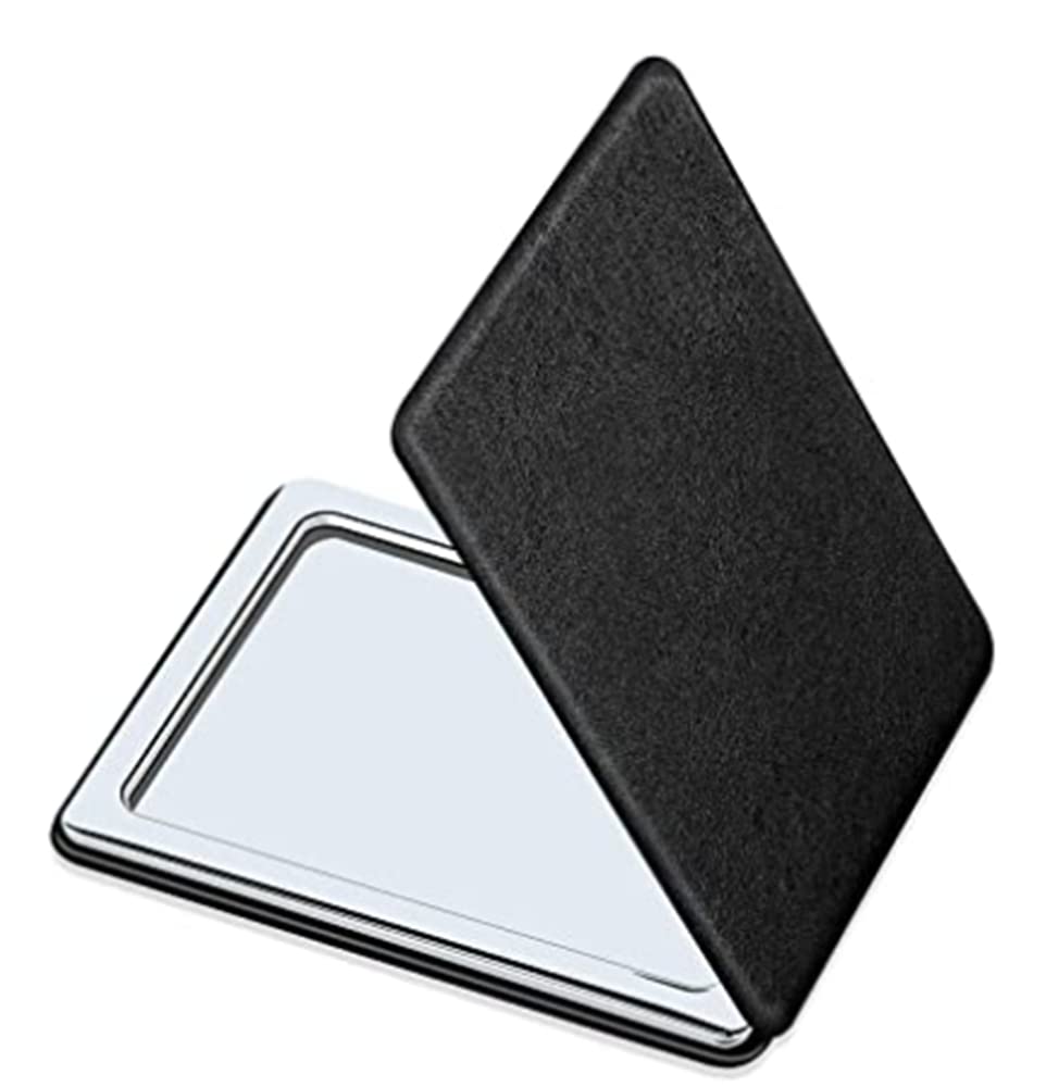 Portable Double-Sided Compact Mirror for Men & Women - Black Travel Makeup Mirror for Handbag, Pocket & On-the-Go - Distortion-Free Vanity Mirror for Home, Office & Travel Essentials
