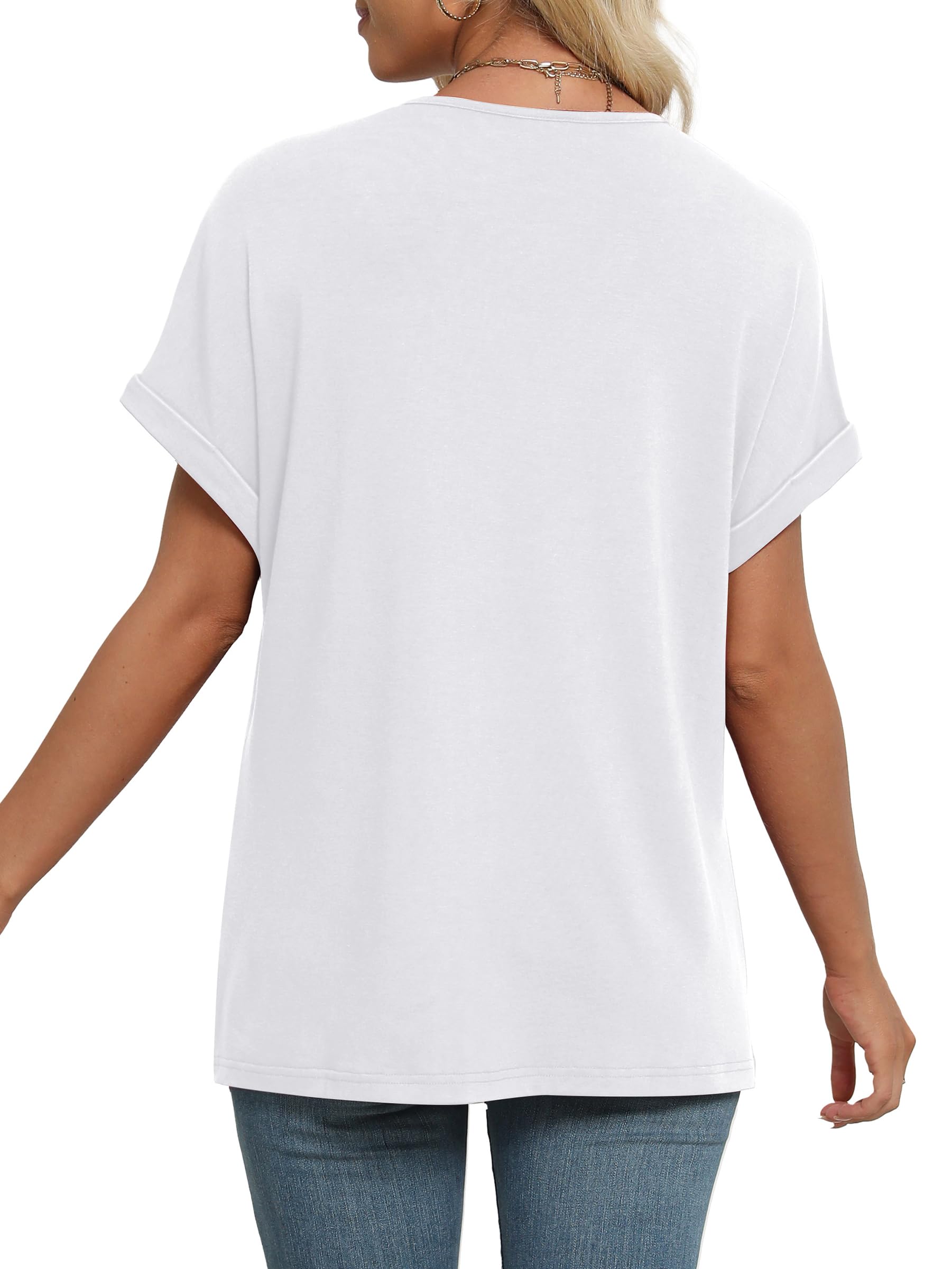 WIHOLL Women's Summer Tops - 2025 Fashion Short Dolman Sleeve V-Neck Shirts | Casual Outfits for Beach, Vacation & Everyday Wear