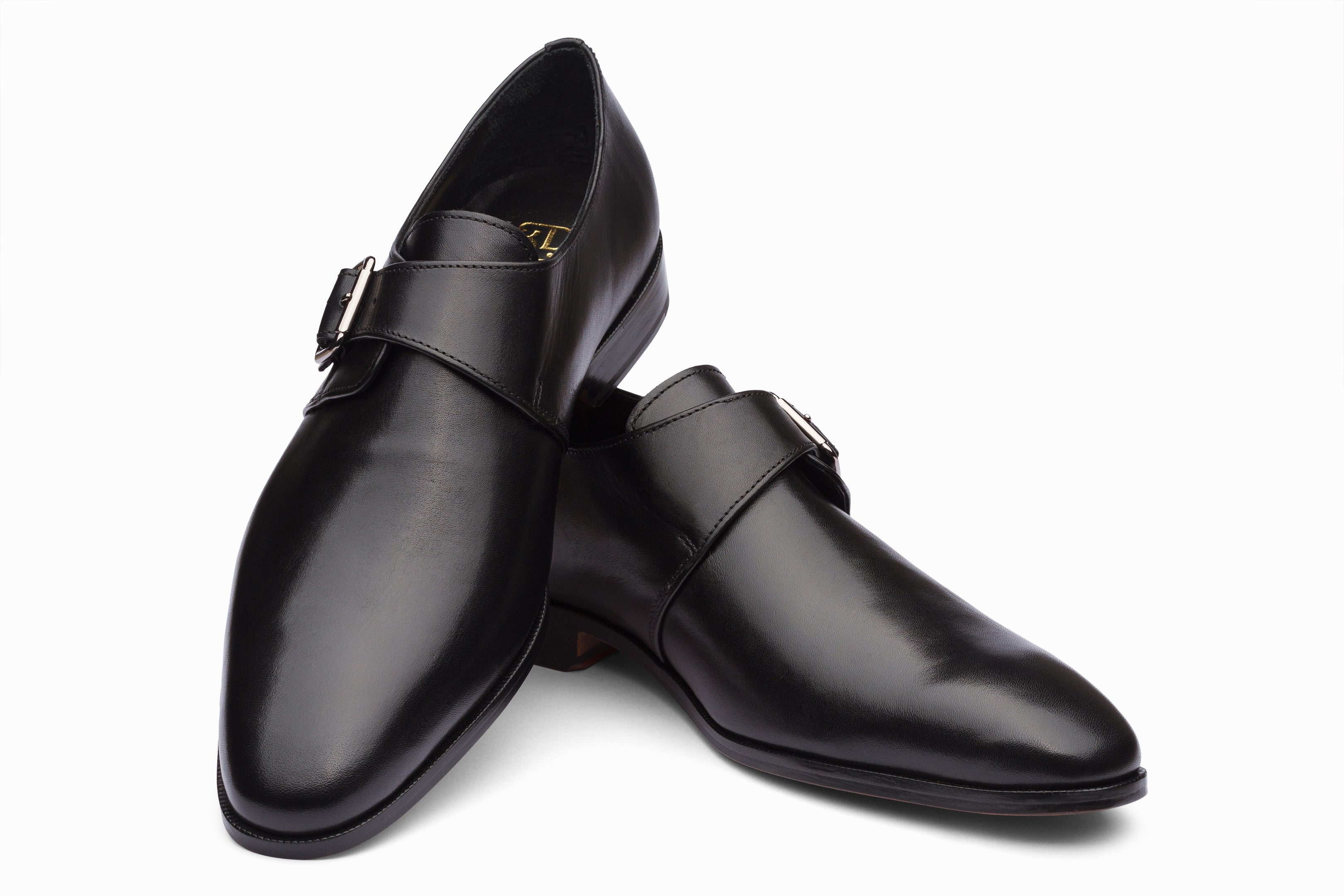 Stylish Black Single Monkstrap Dress Shoes for Men | Formal & Business Occasions | Comfortable & Durable Leather Oxfords