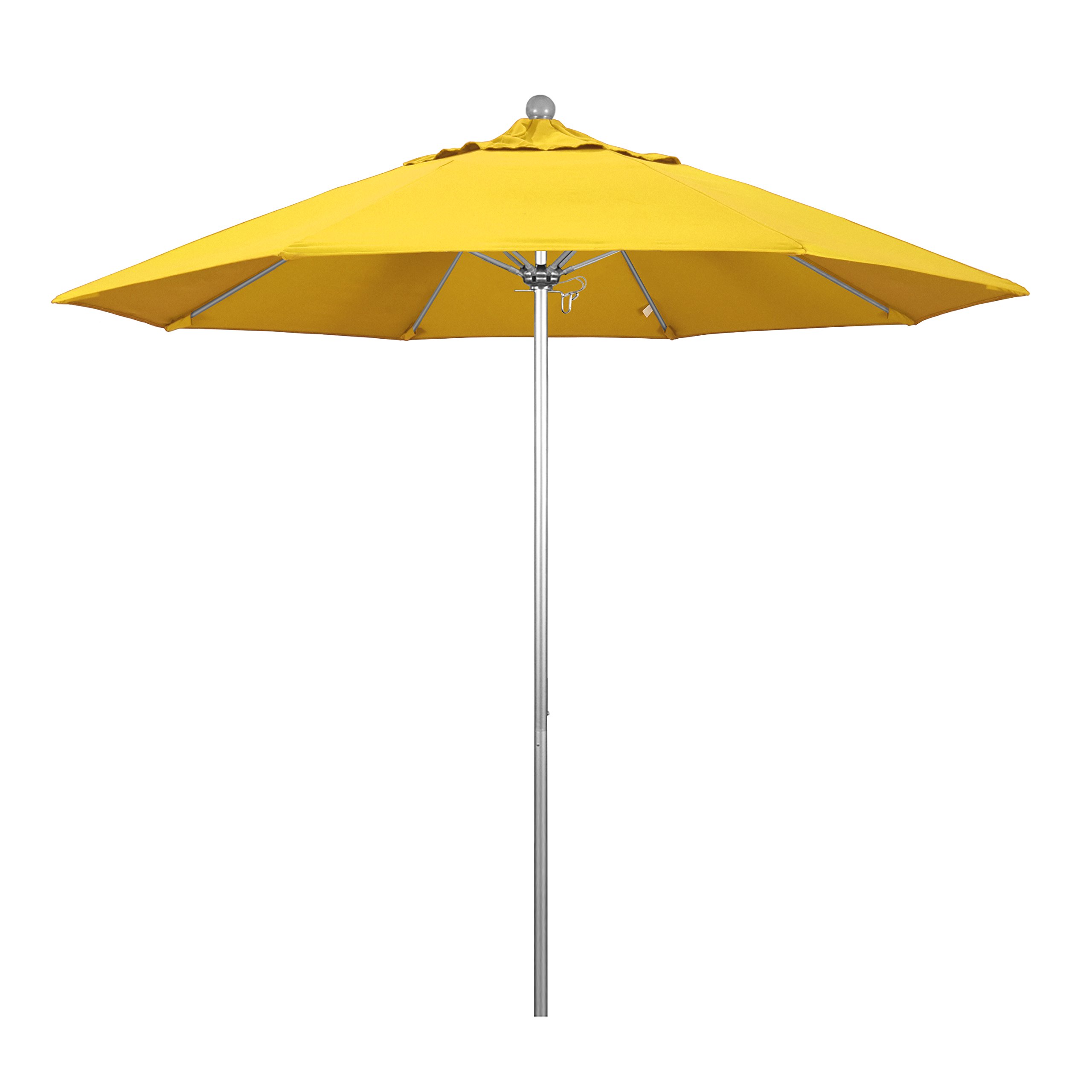 California Umbrella 9' Round Outdoor Patio Umbrella - Aluminum/Fiberglass Frame with Push Button Open, Silver Pole & Durable Olefin Fabric - Perfect for Poolside, Backyard, and Garden Relaxation