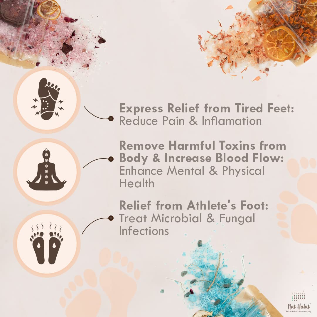 Nat Habit Fresh Lavender Unwind Foot Soak with Epsom Salt & Himalayan Pink Salt | Pain Relief & Inflammation Reduction | Detoxifying Aromatherapy Foot Bath | Perfect for Relaxation, Spa Days & Post-Workout Recovery | Pack of 2