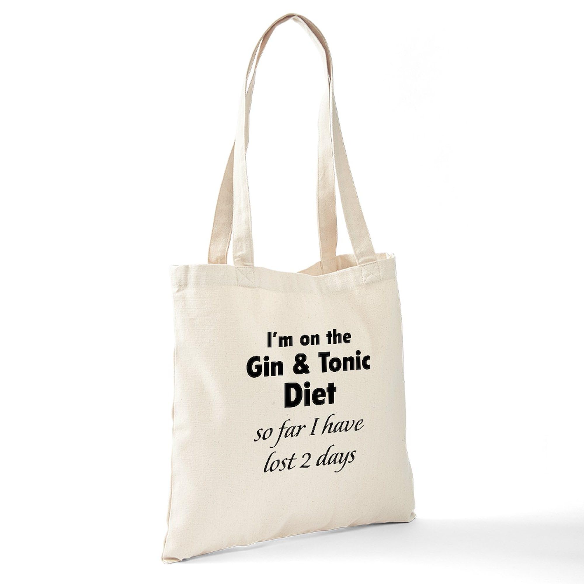 Gin & Tonic Diet Tote Bag - Natural Canvas Reusable Shopping Bag for Groceries, Beach & Gym | Eco-Friendly & Durable