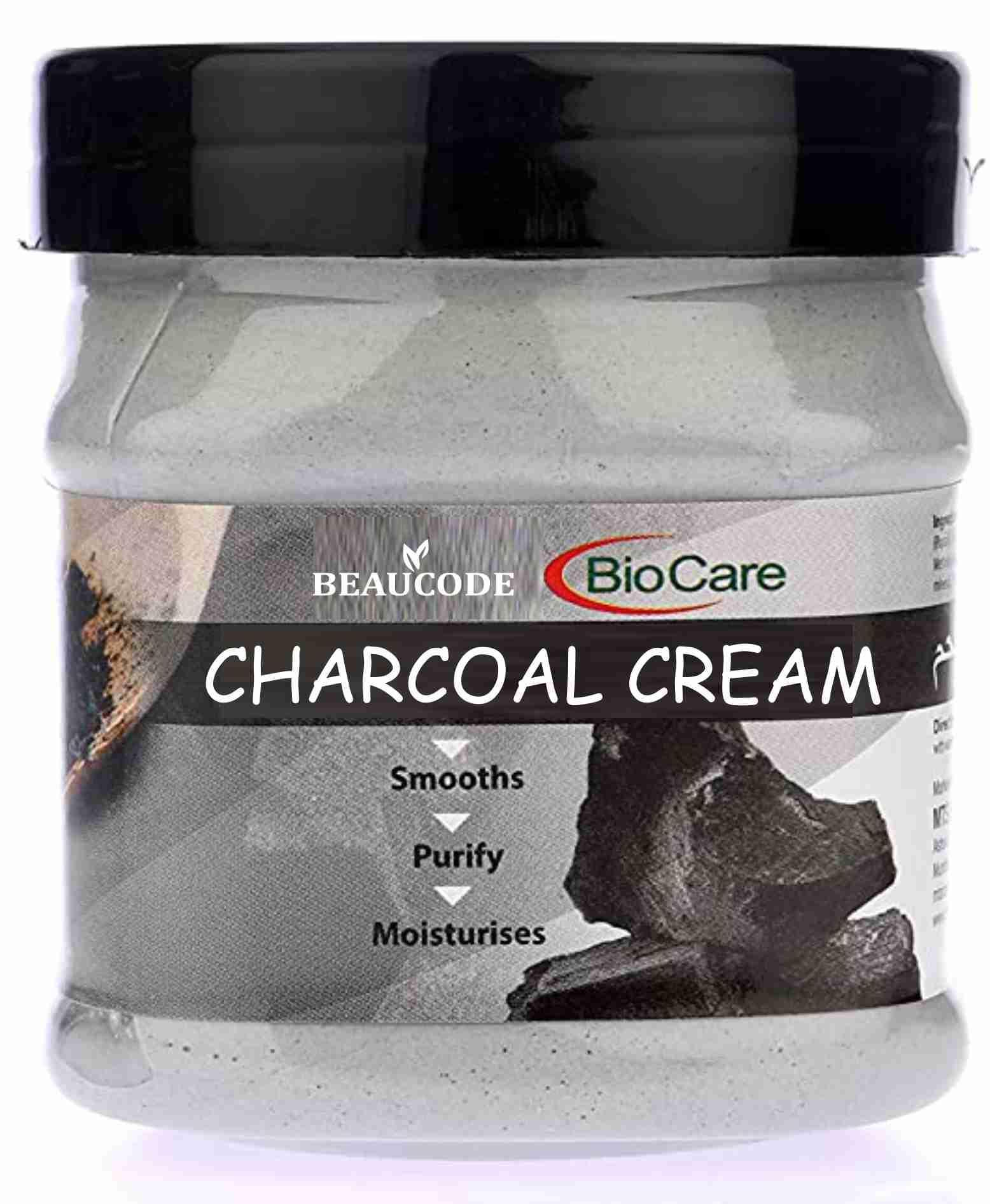 Beaucode BioCare Charcoal Face Cream 250gm - Natural Detoxifying & Purifying Facial Moisturizer for Women & Men, All Skin Types | Paraben-Free, SLS-Free, Sulfate-Free & Cruelty-Free | Deep Cleansing for Acne, Blackheads & Oily Skin