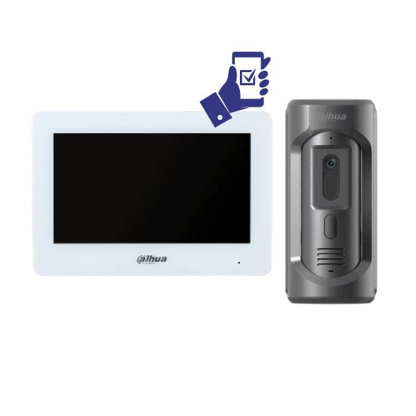 Dahua Smartphone Intercom Kit - KIT DHI 7INWHT2101E P - Wireless Video Doorbell & Home Security System for Smart Homes, Apartments & Offices