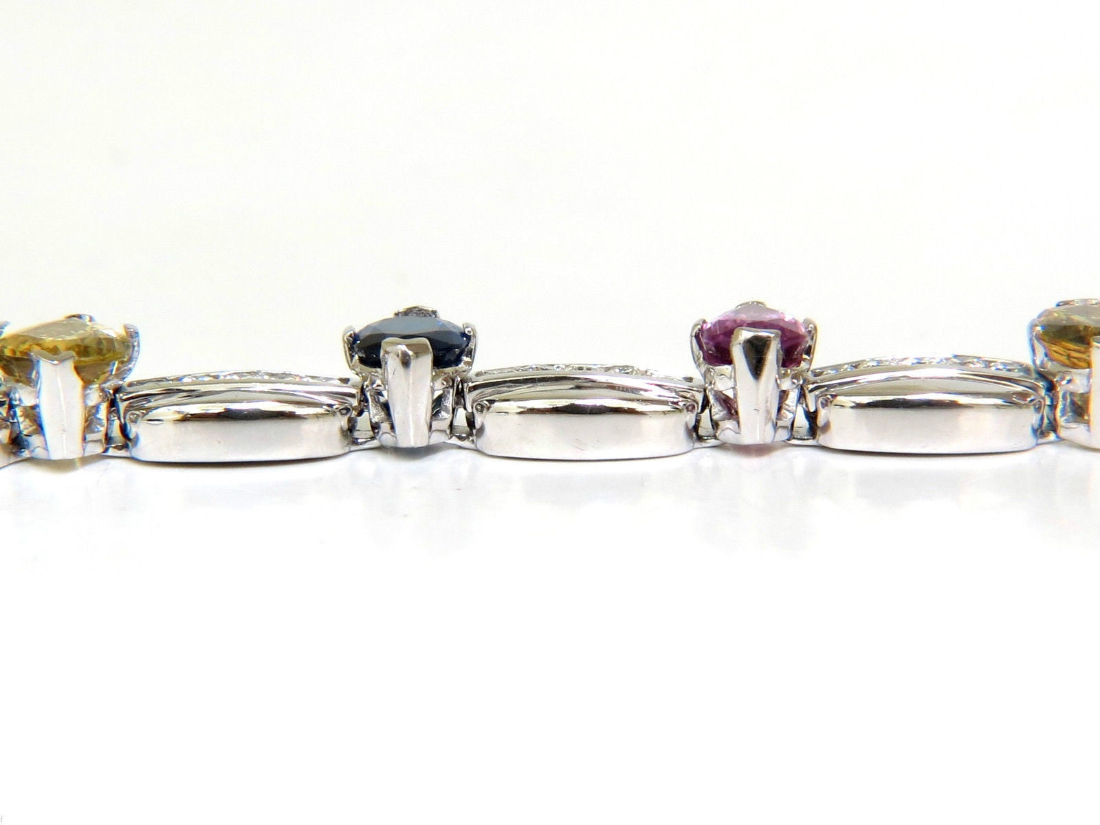 8.25CT Natural Vivid Color Sapphire & Diamond Bracelet in 14K Gold - Elegant Jewelry for Women, Perfect for Weddings, Anniversaries & Special Occasions