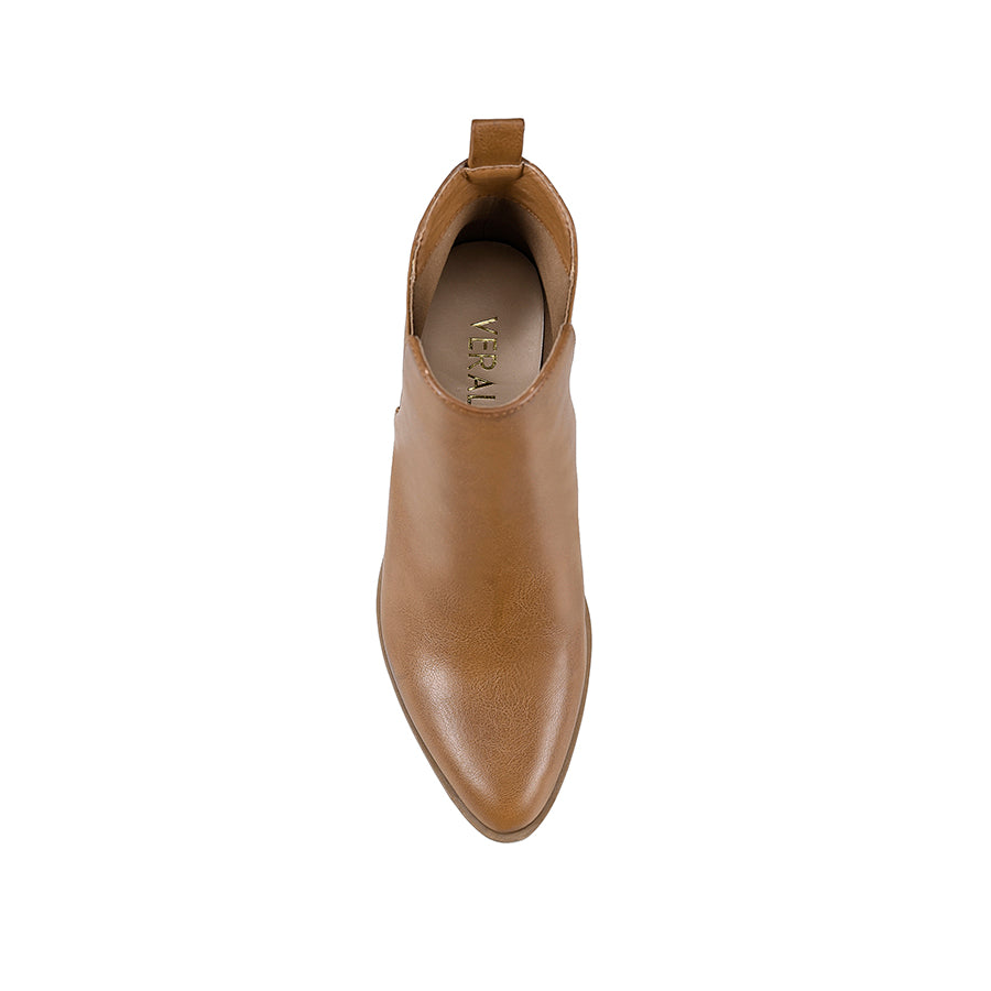 Santana Women's Cut Out Ankle Boots - Tan Softee Leather - Comfortable Low Heel Booties for Casual Wear, Office & Date Night