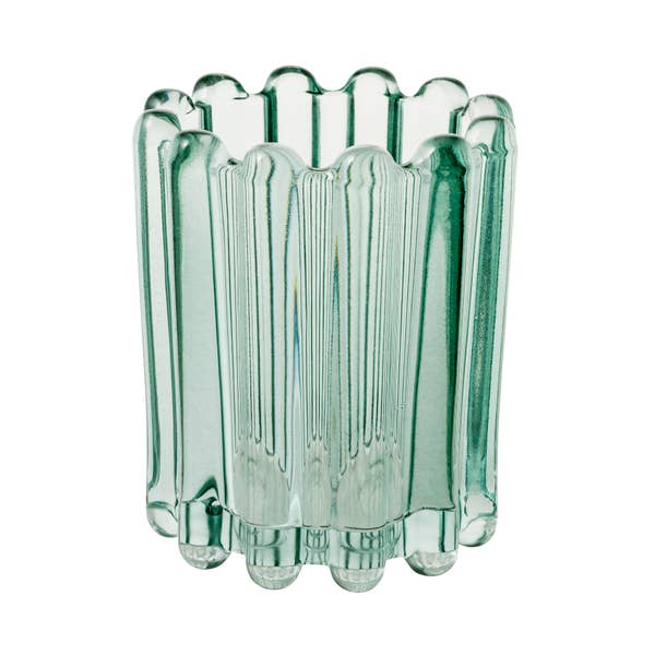 Large Light Aqua Ribbed Glass Votive Candle Holder - Perfect for Wedding Centerpieces, Romantic Dinners, and Home Decor