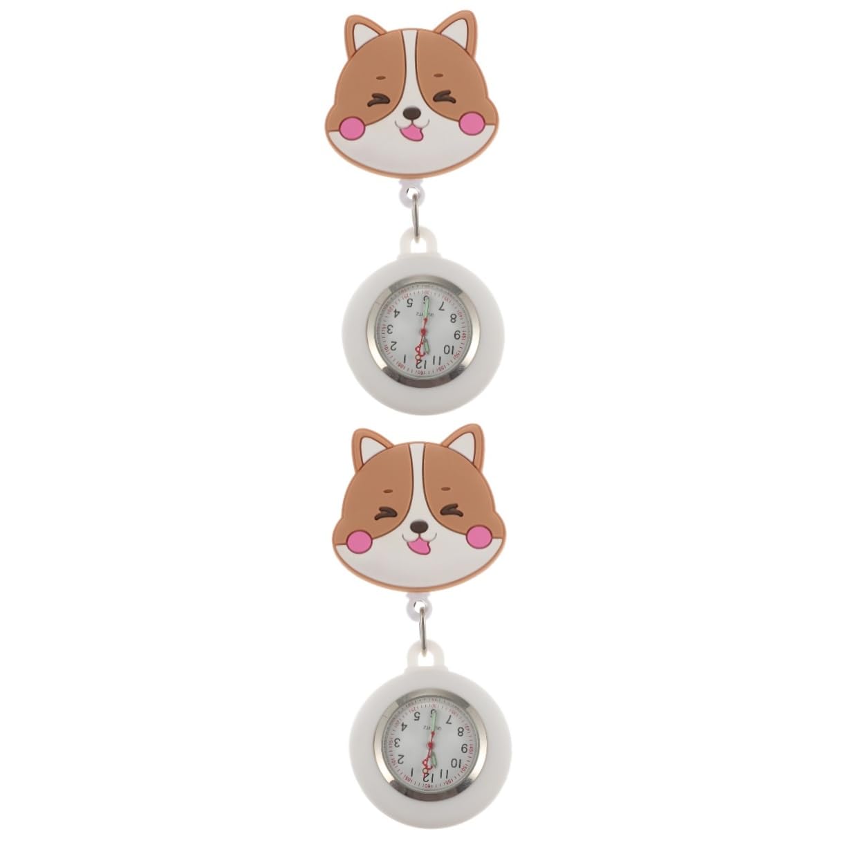 SAFIGLE 2-Pack Nurse Pocket Watch - Portable Retractable Hanging Watch with Cartoon Design, Scalable Badge Hook for Medical Professionals | Perfect for Nurses, Doctors & Healthcare Workers