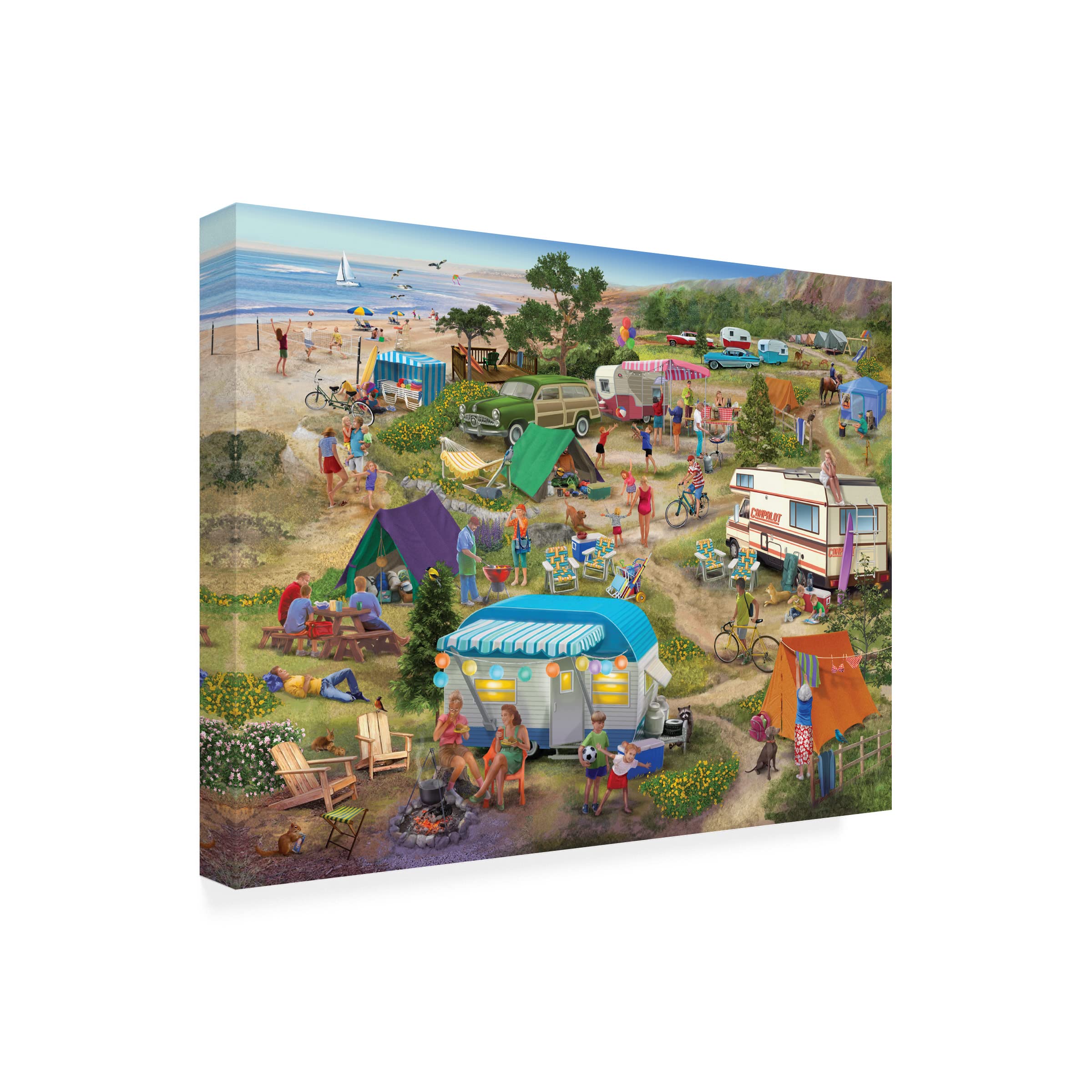 Trademark Fine Art 'Seaside Cramped Grounds' Canvas Wall Art by Bigelow Illustrations - Perfect for Coastal Home Decor, Beach House Living Room & Bedroom Wall Decor