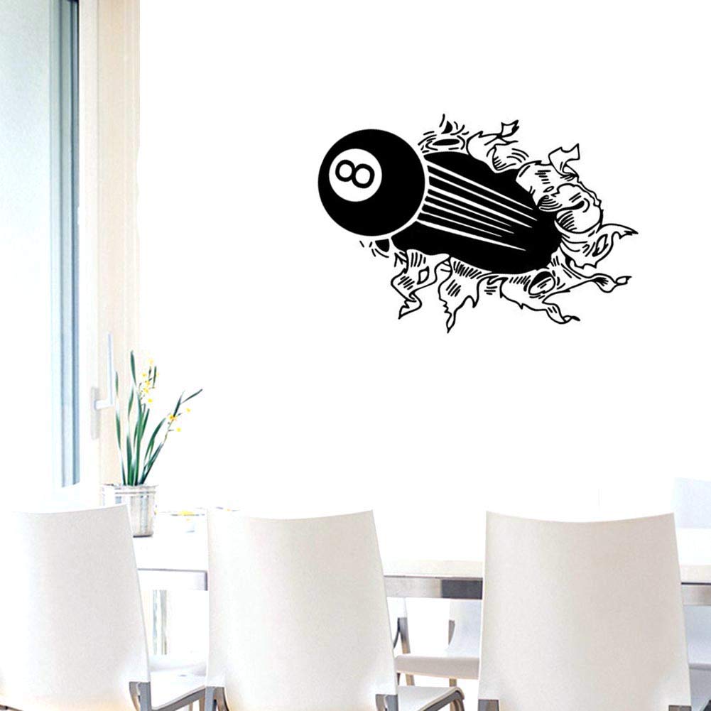BIBITIME Black 8 Billiard Ball Wall Decal Sticker - 15.74x22.44 Inches Pool Room Decor for Living Room, Game Room, Bedroom, Kids Room & Nursery - Perfect for Sports Fans and Billiards Lovers
