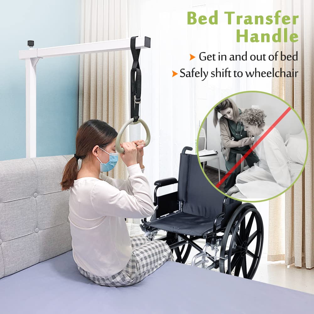 Mybow Bed Trapeze Bar - Adjustable Bed Mobility Aid for Seniors & Elderly, Bedside Pull Up Bar & Transfer Rail, Bariatric Bed Handle for Hospital & Home Use - Ideal for Standing Assistance & Safe Patient Transfer