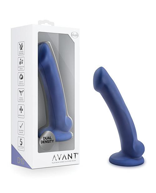 Avant D10 Ergo Mini Silicone Dildo with Suction Cup - 6.5 Inch Body-Safe Adult Toy for Solo Play & Couples - Indigo Blue Pleasure Product for Discreet Storage & Travel