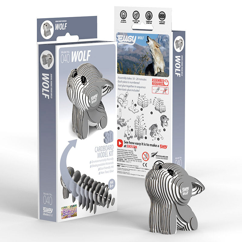 EUGY Wolf 3D Puzzle - DIY Wooden Animal Model Kit for Adults & Teens - Fun Home Decor & Educational STEM Toy for Wolf Lovers - Perfect for Office Desk Decor, Birthday Gifts & Stress Relief Activities