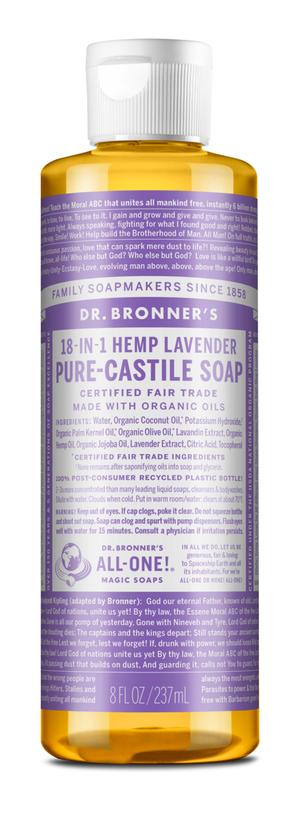 Dr. Bronner's Pure-Castile Liquid Soap - Organic Lavender, 18-in-1 Uses (Face, Body, Hair, Baby, Pets, Cleaning) | Vegan, Fair Trade, Cruelty-Free | Perfect for Home, Travel & Eco-Friendly Lifestyle