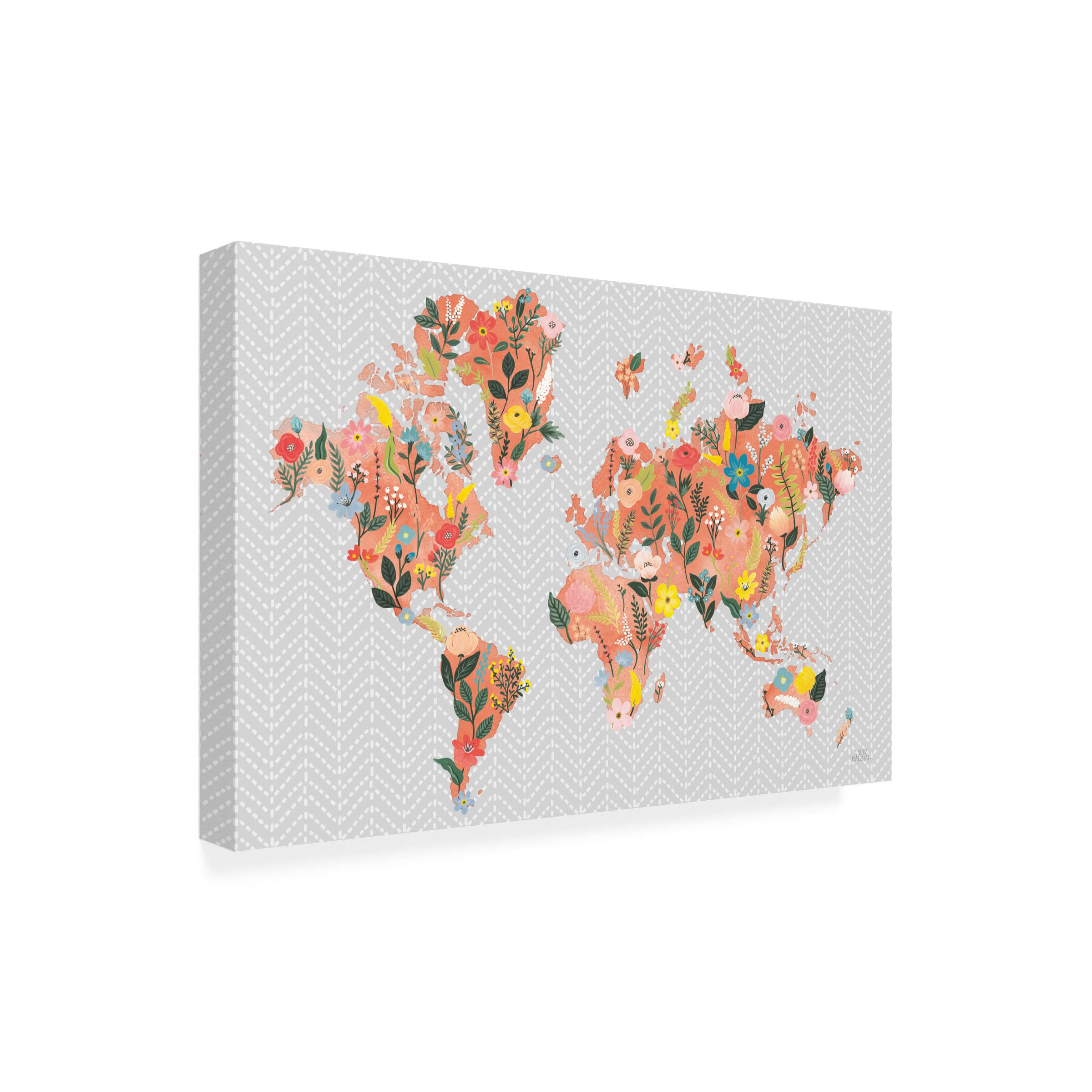 Laura Marshall 'Wild Garden World Gray' Canvas Wall Art Print - Modern Home & Office Decor for Living Room, Bedroom, or Gift