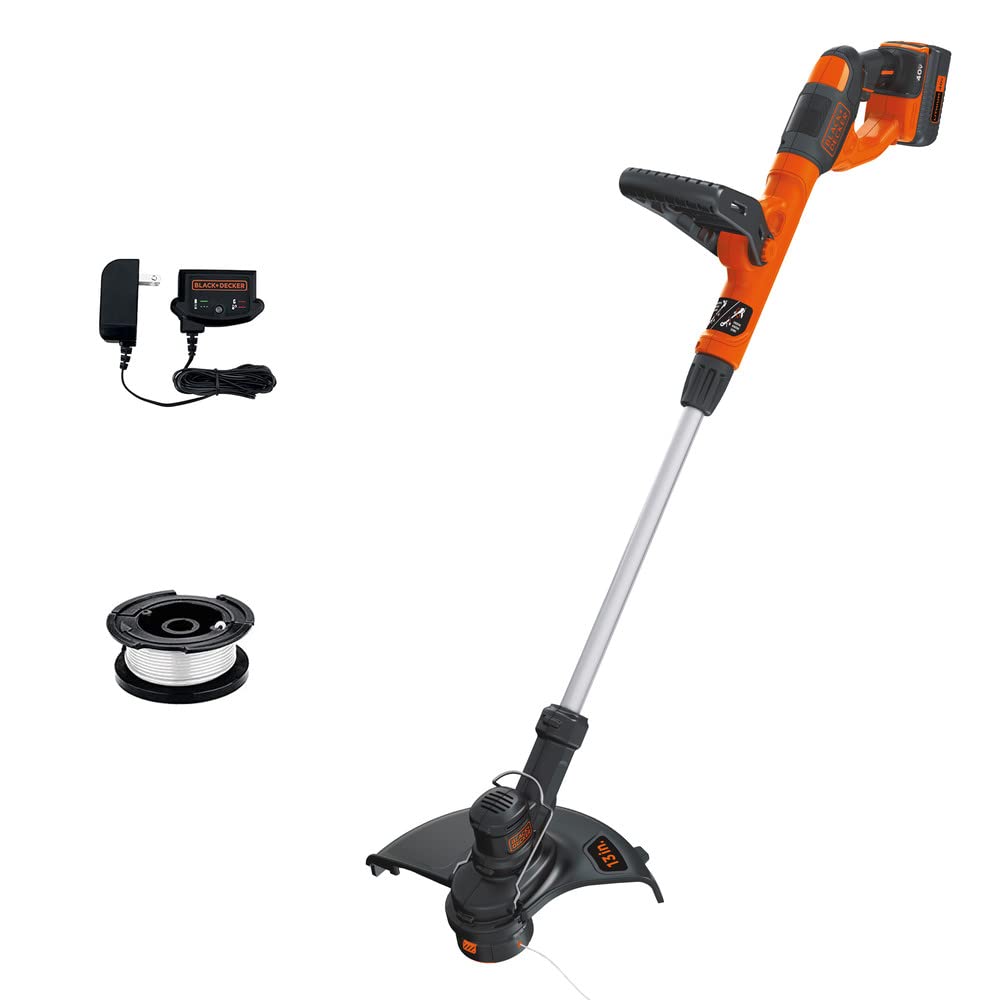 Black+Decker 40V MAX Cordless String Trimmer and Edger Kit - 2-in-1 13-Inch Lawn Tool with Battery & Charger Included (LST140C) - Perfect for Yard Maintenance, Landscaping, and Grass Trimming