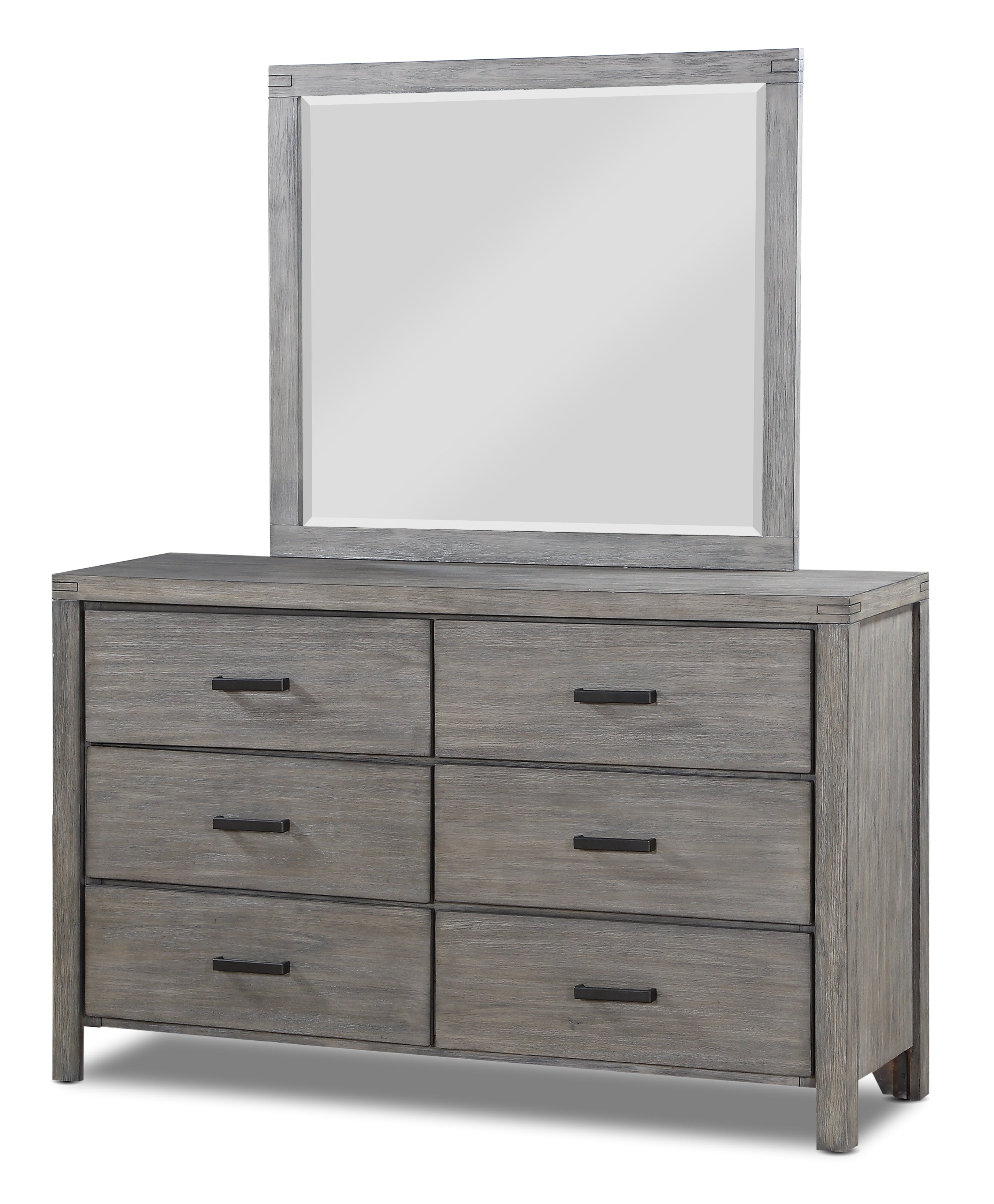 Copeland 6-Piece King Size Storage Bedroom Set - Wire Brushed Grey Finish - Complete Bedroom Furniture for Master Bedroom & Guest Room Organization
