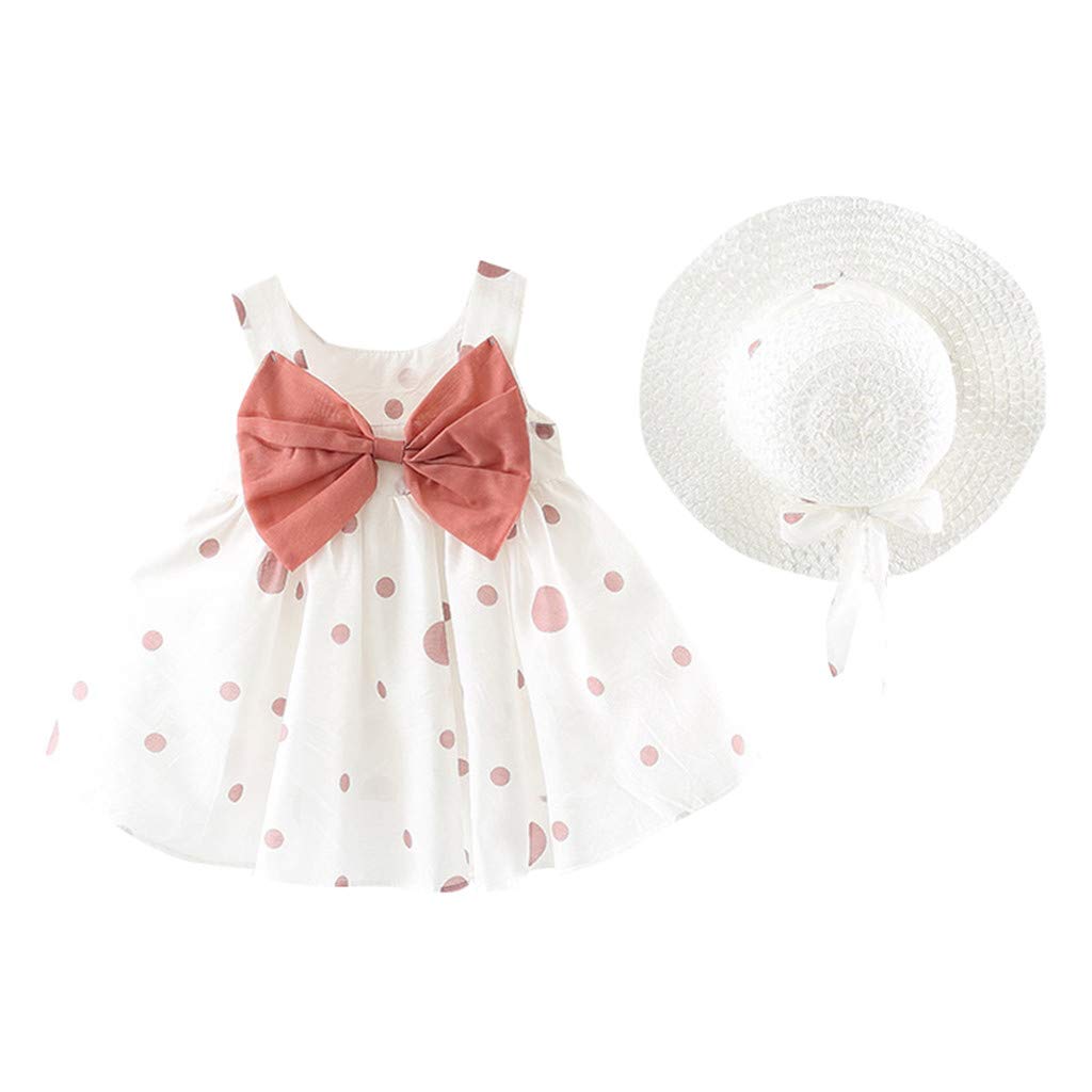Arystk Baby Girls Summer Floral Bow Princess Dress - Sleeveless O-Neck Casual Outfit for Toddler, Birthday Party & Photo Shoot
