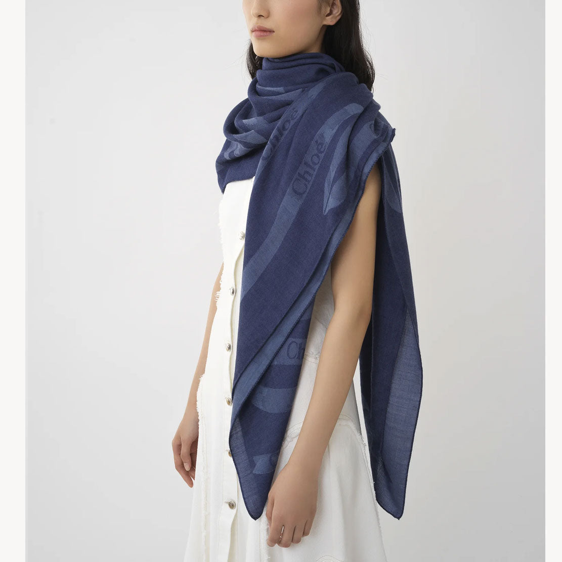 Stylish Ribbon Jacquard Denim Blue Scarf - Soft Fashion Accessory for Women & Men | Perfect for Winter, Fall & Casual Outfits
