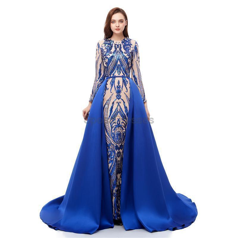 Sparkly Sequin Long Sleeve Detachable Prom Dress for Evening Party - Elegant Formal Gown for Homecoming, Ball, Quinceañera & Special Occasions