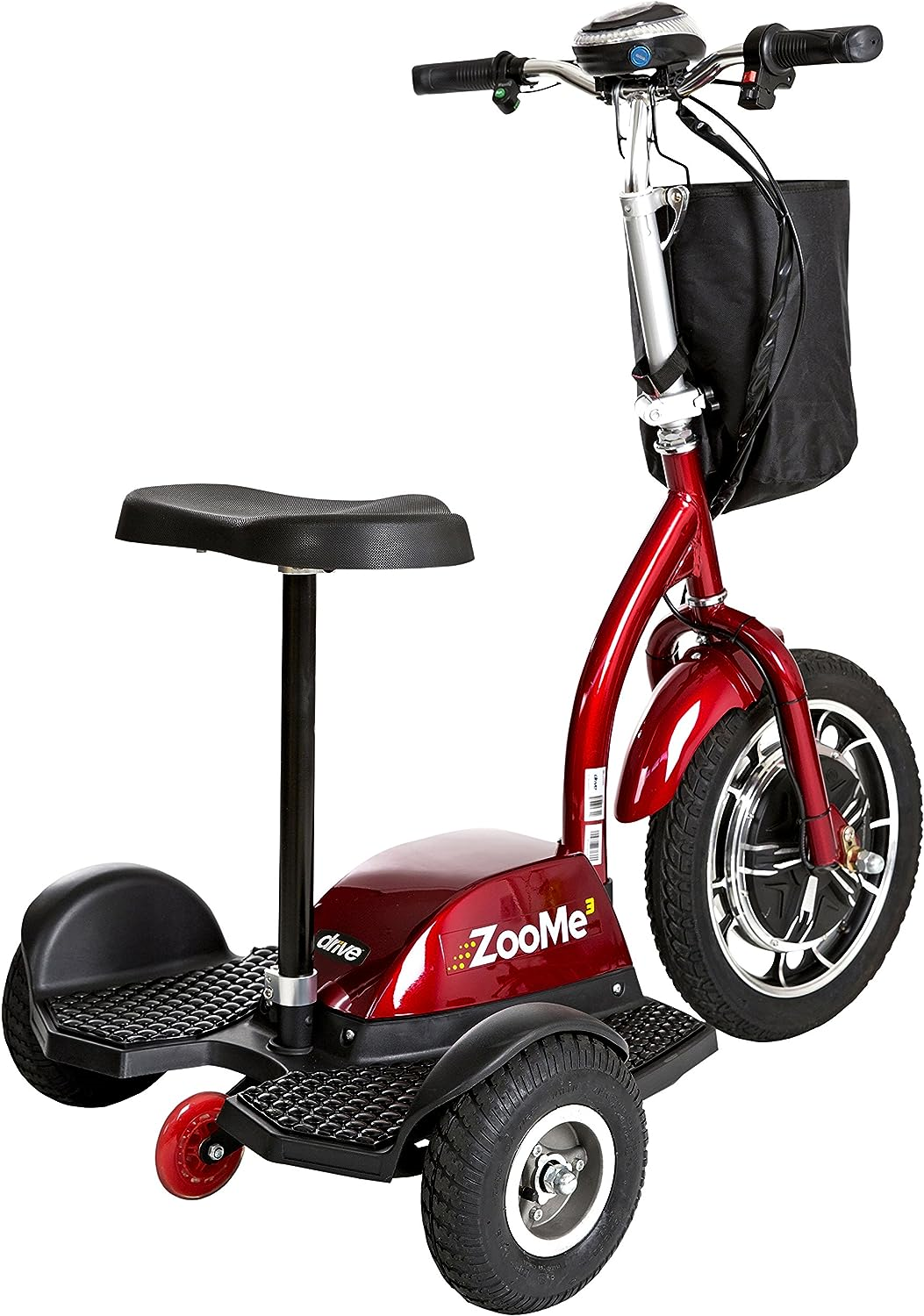 Drive Medical ZOOME3 3-Wheel Foldable Mobility Scooter - Lightweight & Portable Electric Wheelchair for Adults & Seniors - Ideal for Indoor/Outdoor Use, Shopping Malls & Travel (Red)