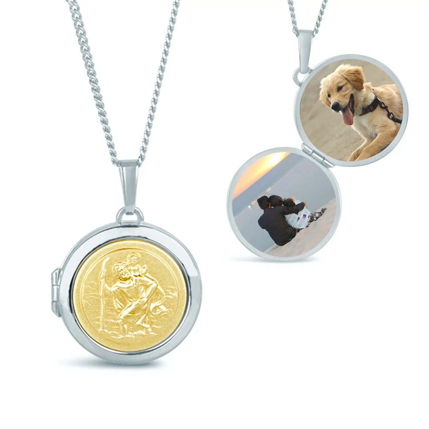 St. Christopher Medal Necklace for Men - 925 Sterling Silver & 14K Gold Plated Religious Pendant - Perfect for Travel Protection & Gifts