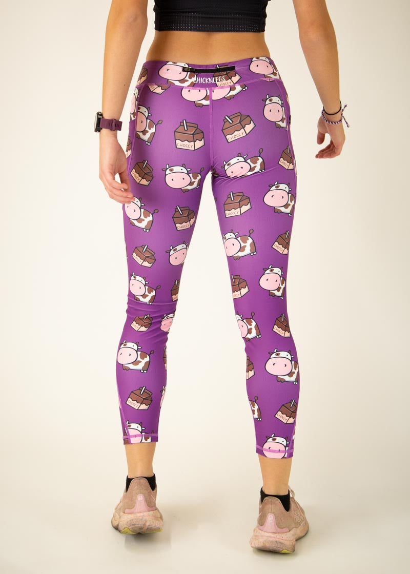 Women's High Waist Choccy Cows Print Yoga Leggings - Soft Stretchy Workout Pants for Running, Gym & Lounge Wear
