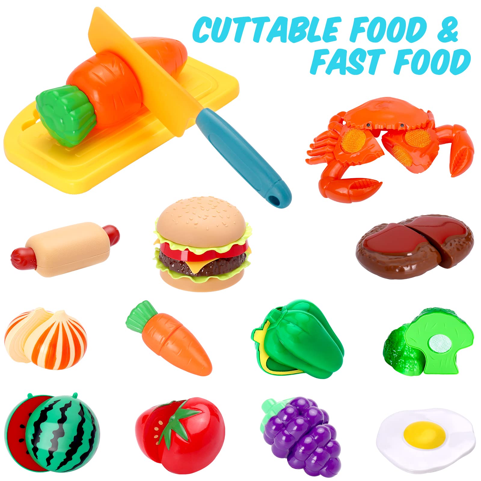 **Kids Pretend Play Kitchen Set - Toy Pots, Pans & Cooking Utensils with Fake Play Food - Toddler Kitchen Playset for Boys & Girls - Perfect Gift for Imaginative Cooking Fun at Home**