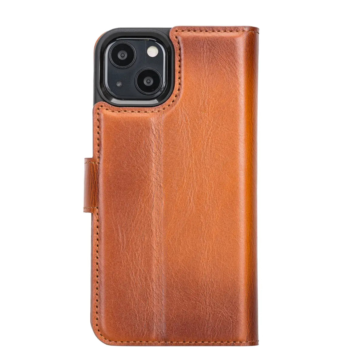 Premium Burnished Tan Leather Wallet Case for iPhone 13 - Slim RFID Blocking Phone Cover with Card Slots | Perfect for Everyday Use, Travel & Business