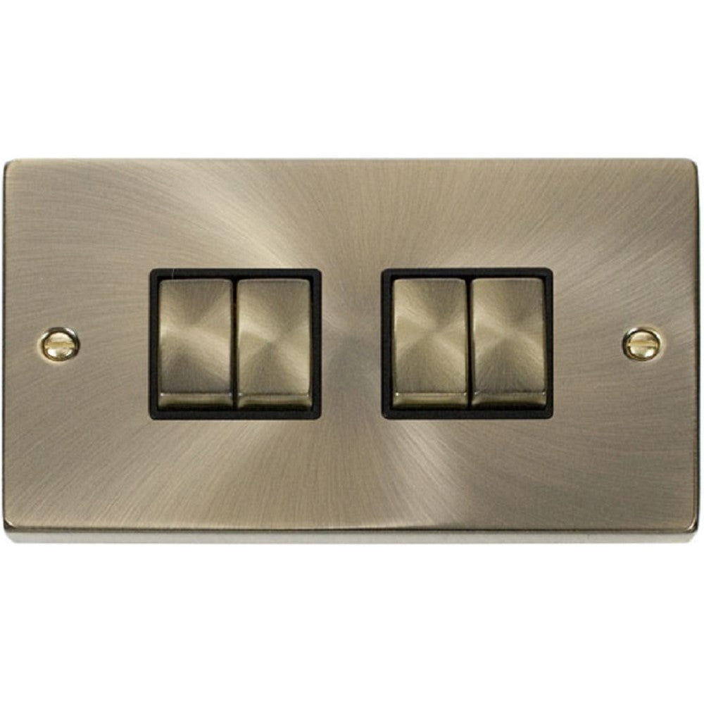 Vintage Brass 4G Light Switch Plate - Click Deco Antique VPAB414BK - Perfect for Home Renovation & Classic Interior Design