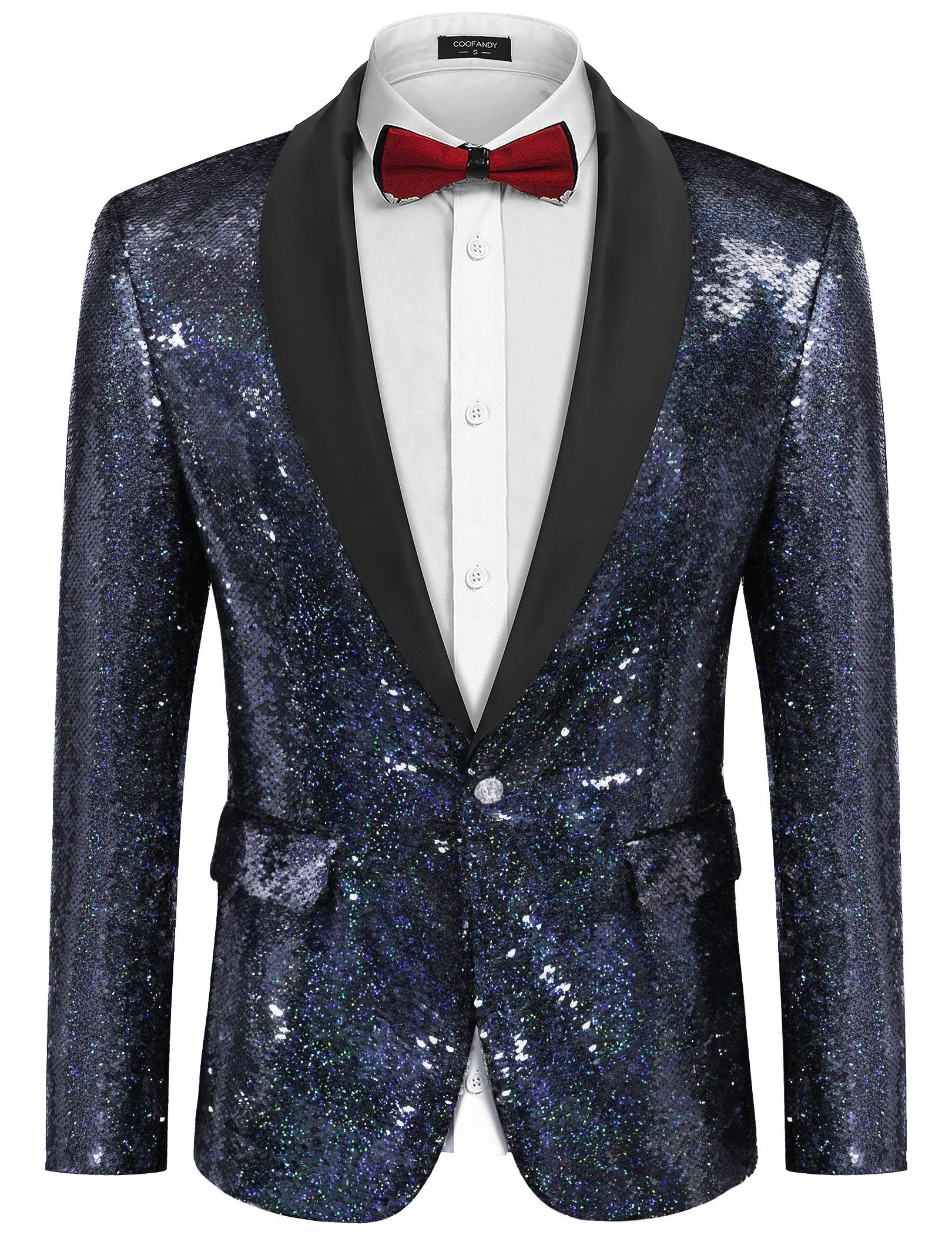 COOFANDY Men's Sparkling Sequin Blazer Jacket - One Button Tuxedo Suit for Prom, Dinner Party & Special Occasions | Elegant Formal Wear for Weddings, Night Out & Evening Events