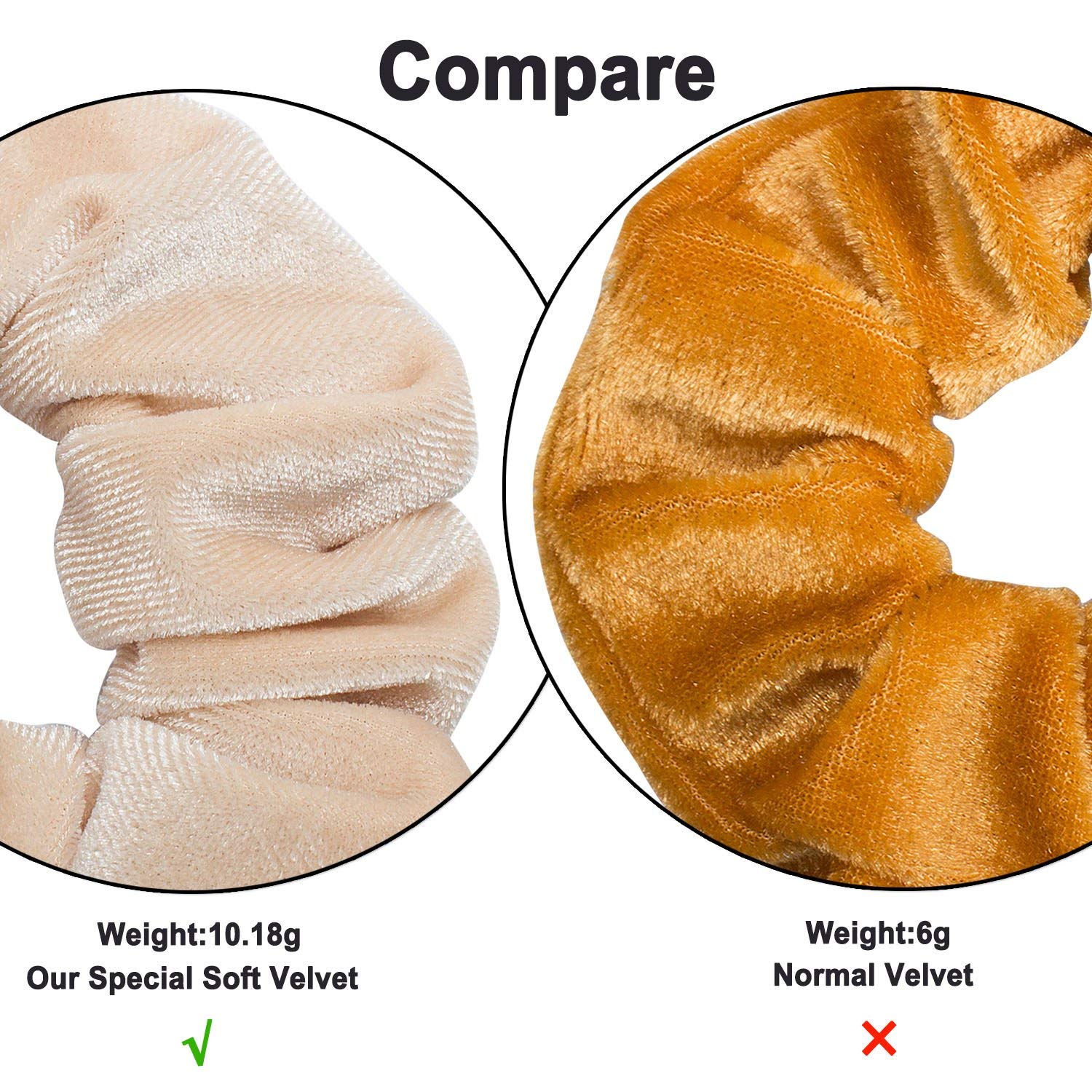 ALIBA COLLECTION 15-Piece Velvet Hair Scrunchies Set - Soft Elastic Hair Ties for Thick Hair, Large Hair Bands for Women & Girls - Perfect for Workouts, Office, School & Everyday Styling