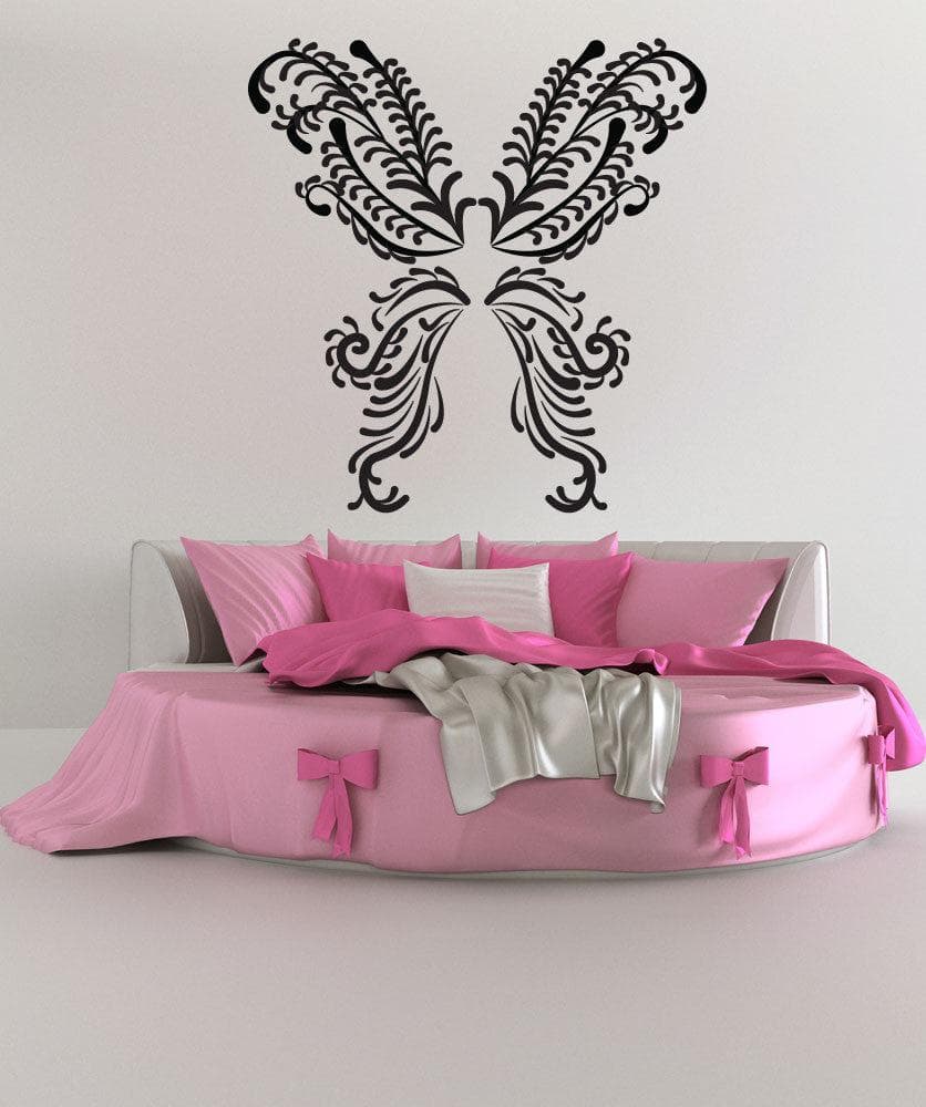 Floral Butterfly Vinyl Wall Decal Sticker - Removable Home Decor for Bedroom, Nursery, Living Room | #OS_DC235 | Perfect for DIY Wall Art and Room Makeovers