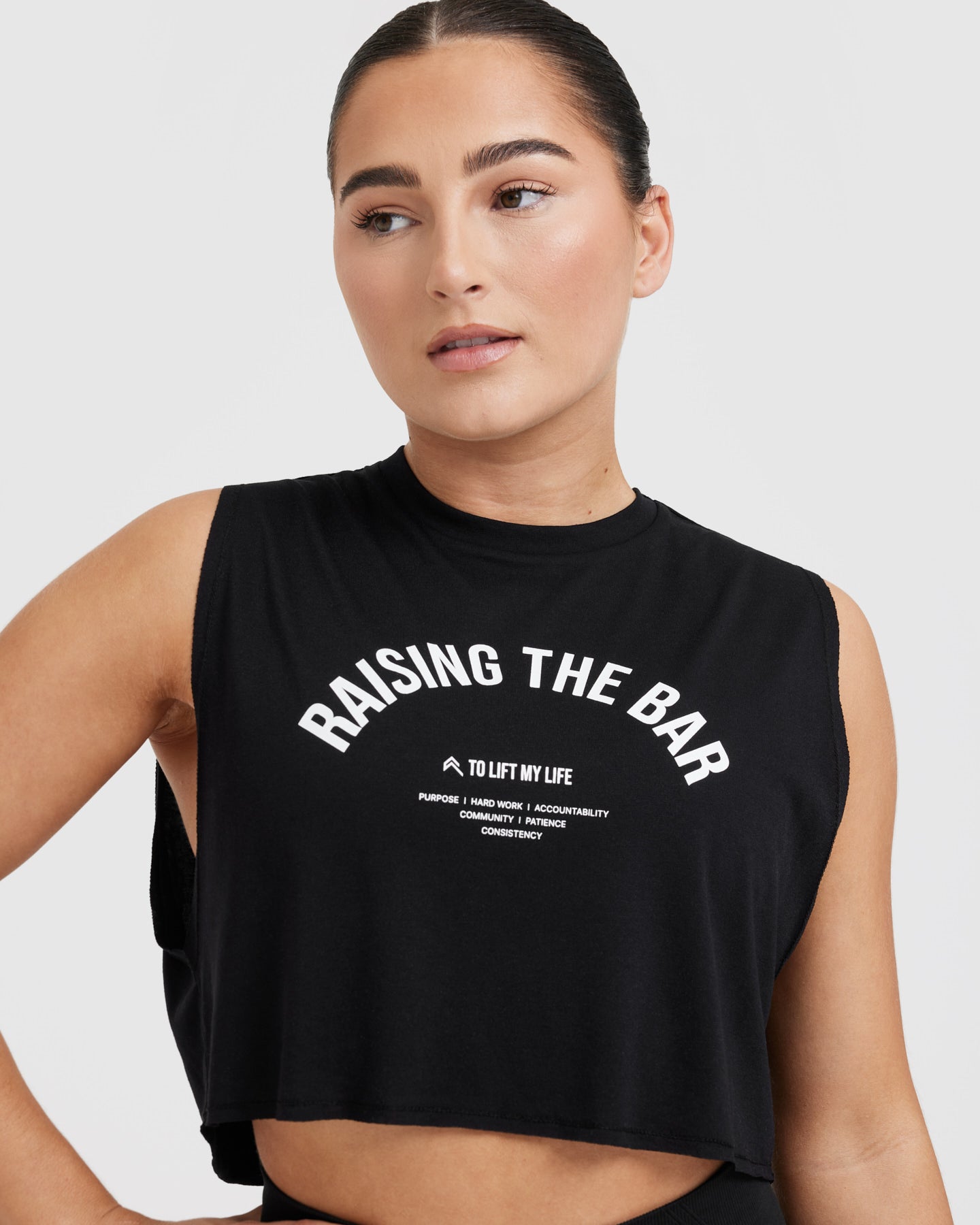 Raising The Bar Graphic Muscle Crop Vest for Women - Black | Workout Tank Top for Gym, Running & Fitness Training