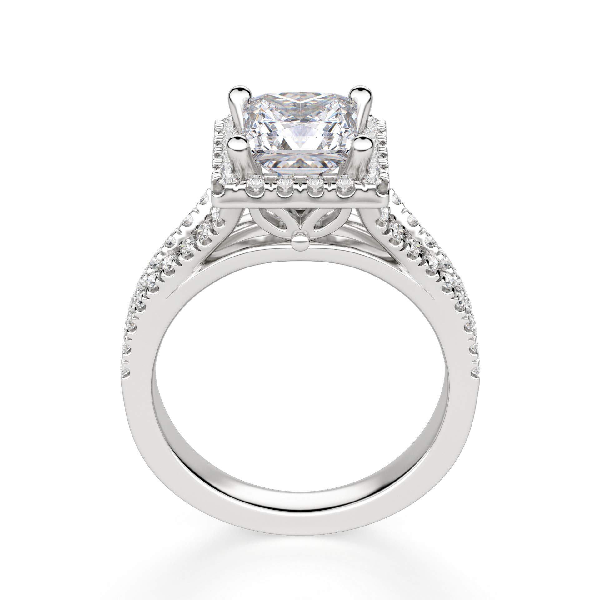 2 CT Princess Cut Moissanite Engagement Ring & Wedding Bridal Set - Solitaire Halo Diamond Anniversary Ring - Vintage Silver Promise Ring for Women - Perfect for Proposals, Weddings & Special Occasions