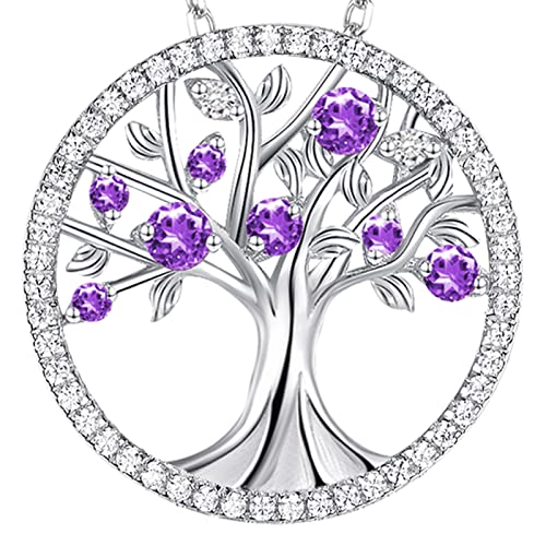 W February - Amethyst & Cubic Zirconia Necklace