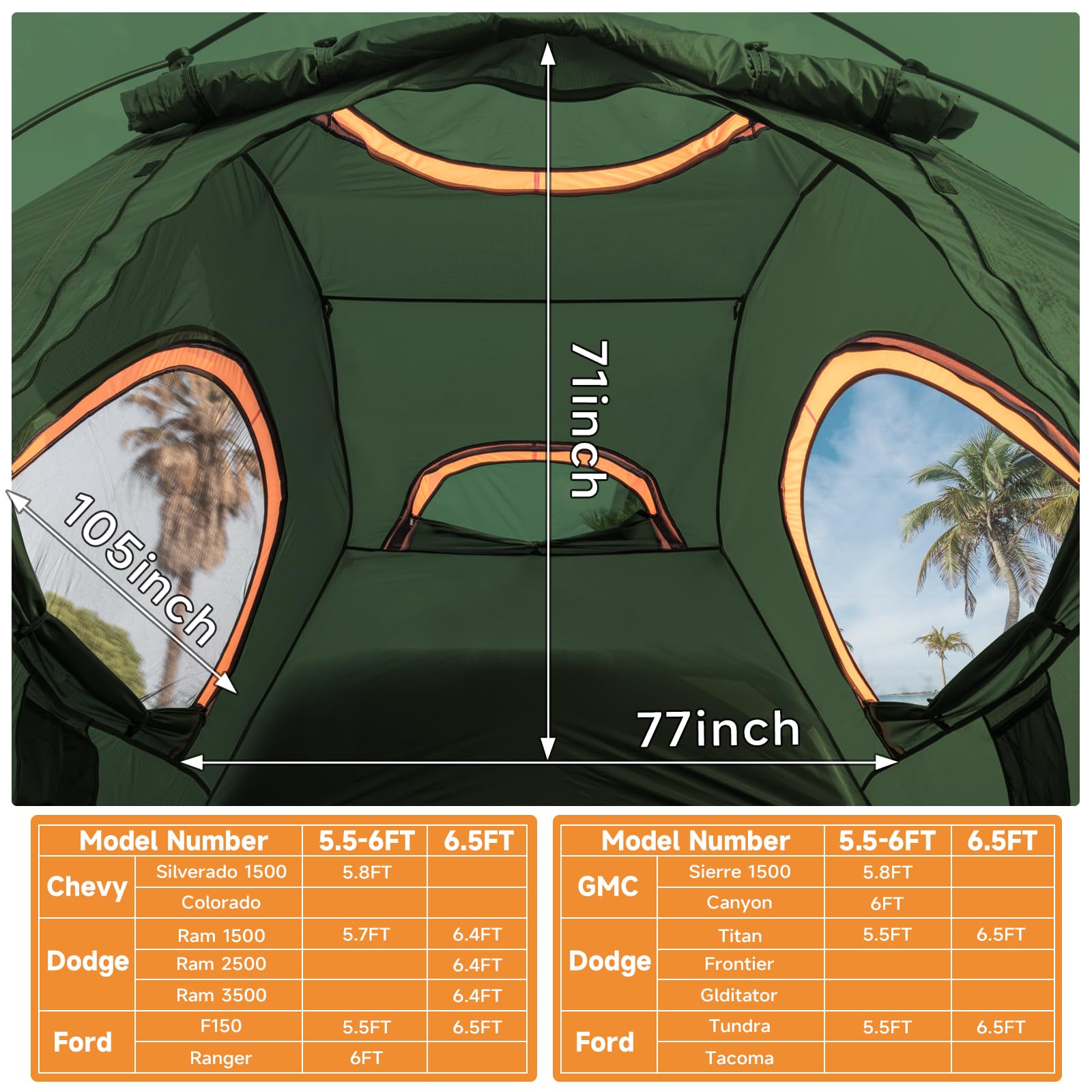 Umbrauto Easy Set-Up Truck Bed Tent for 6.4-6.7ft Pickup Trucks with Inflatable Mattress | PU3000mm Waterproof Camping Kit (Blue & Black) | Perfect for Outdoor Adventures, Road Trips & Family Camping